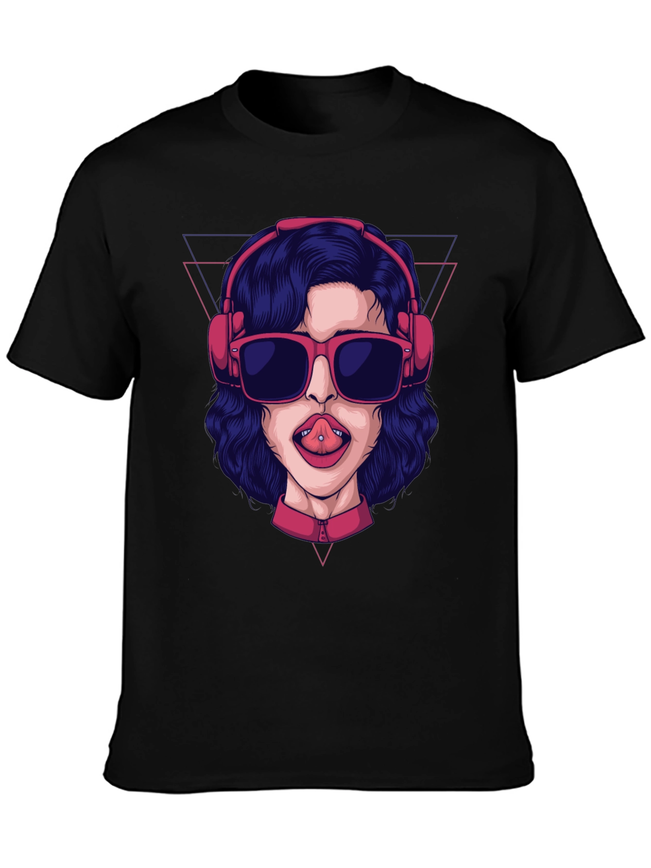 Graphic Tee - Pierced Tongue Girl Headphones