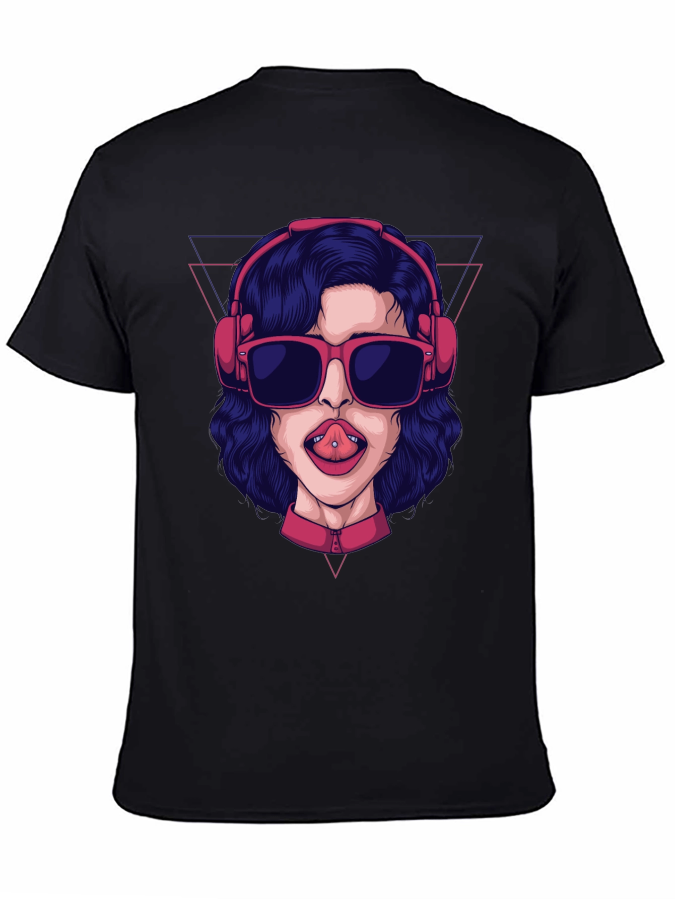 Graphic Tee - Pierced Tongue Girl Headphones
