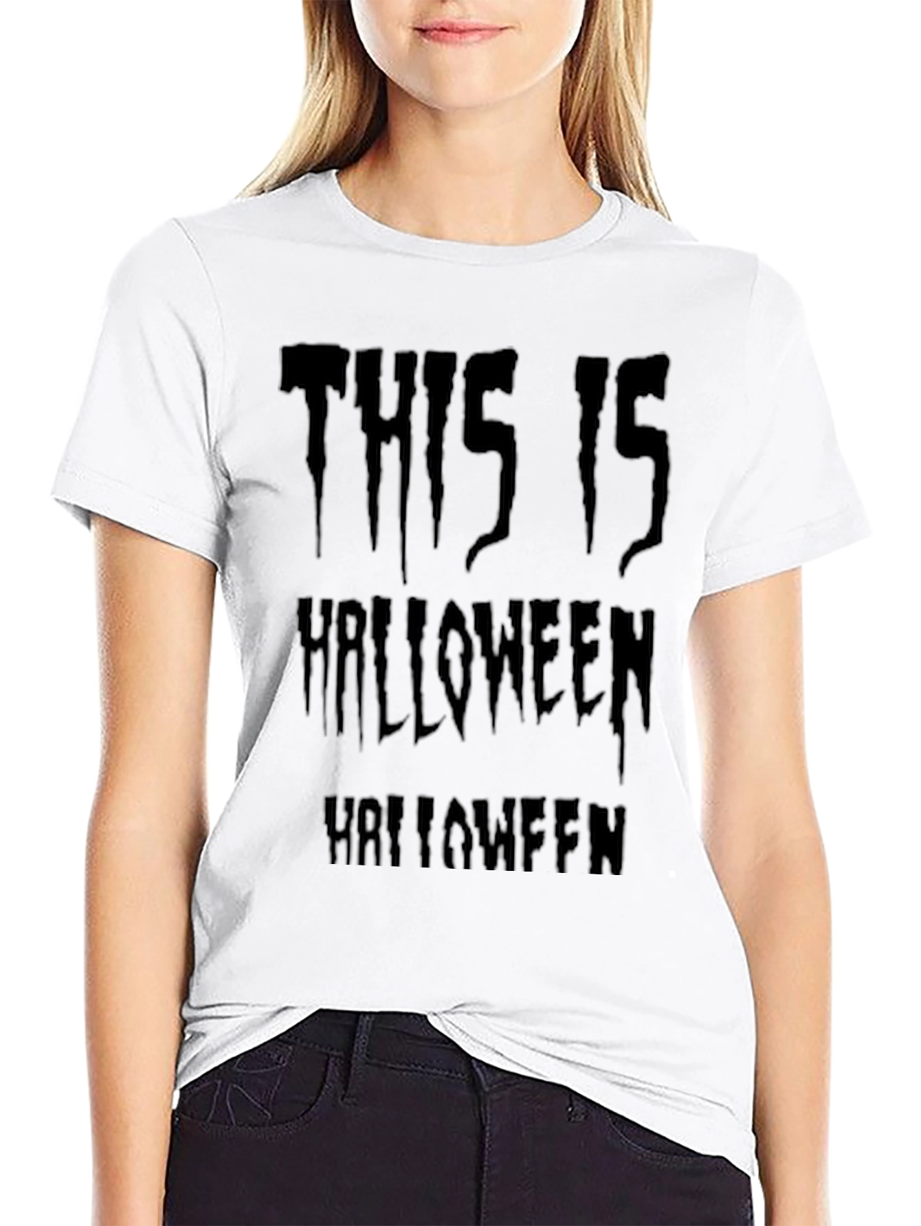 This is Halloween Graphic Print Crew Neck T-Shirt