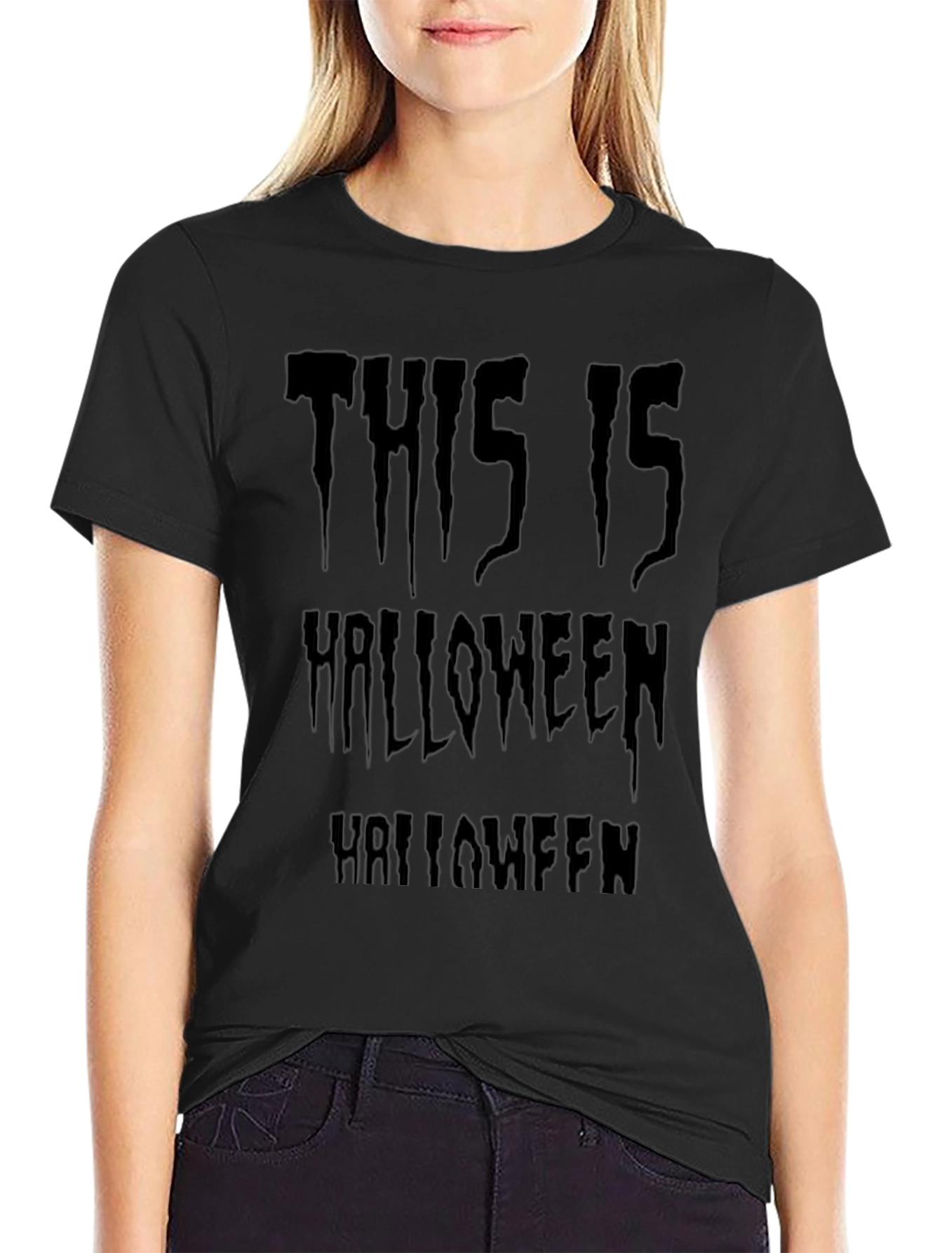 This is Halloween Graphic Print Crew Neck T-Shirt