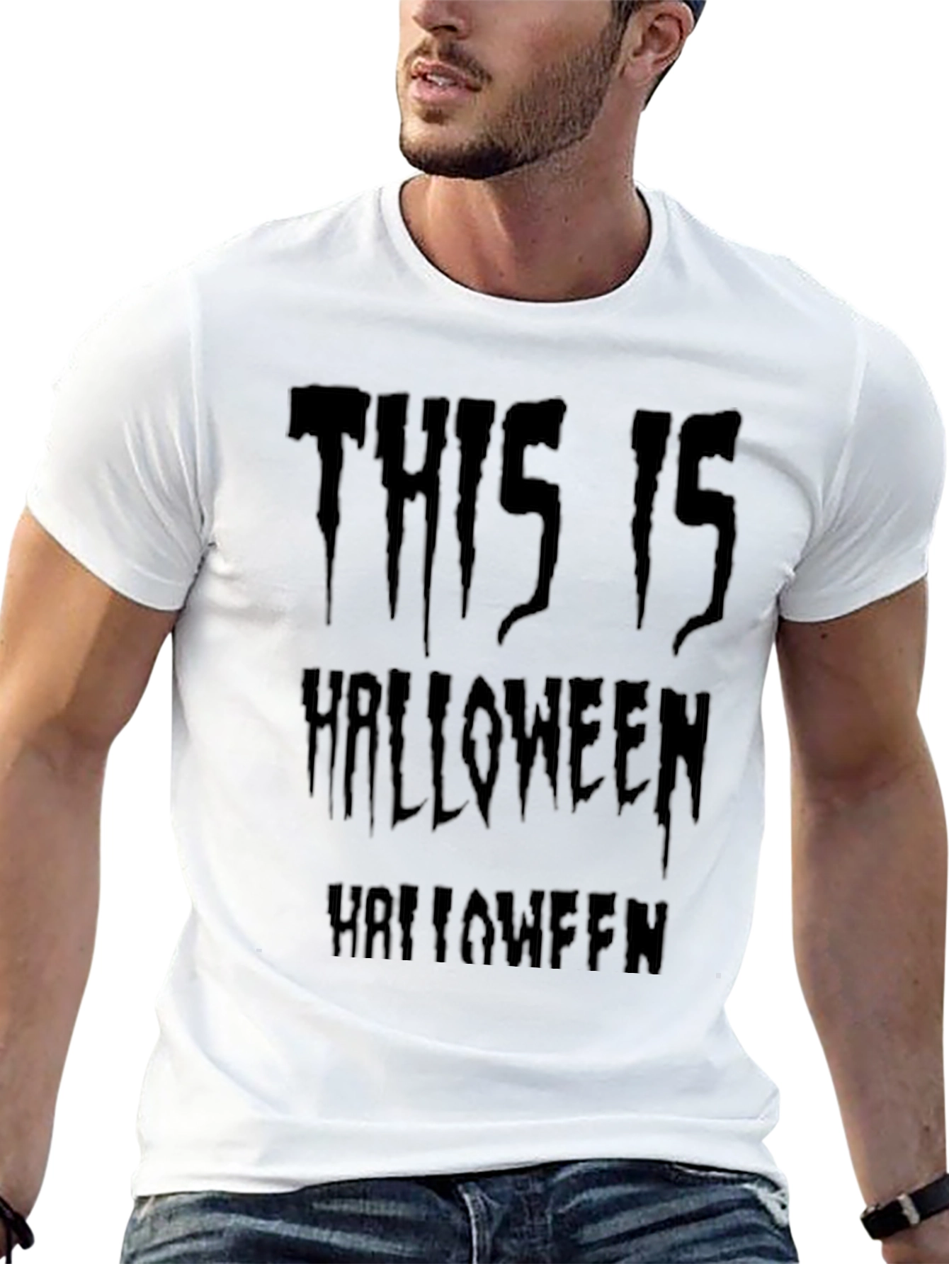 This is Halloween Graphic Print Crew Neck T-Shirt