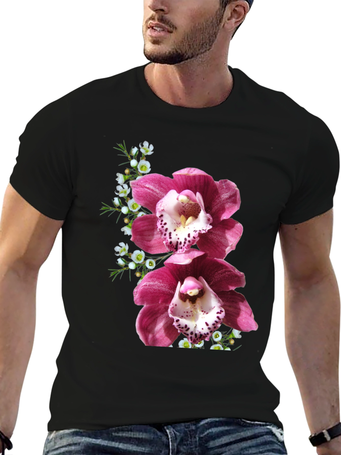 Floral Print T-Shirt - Orchid Design