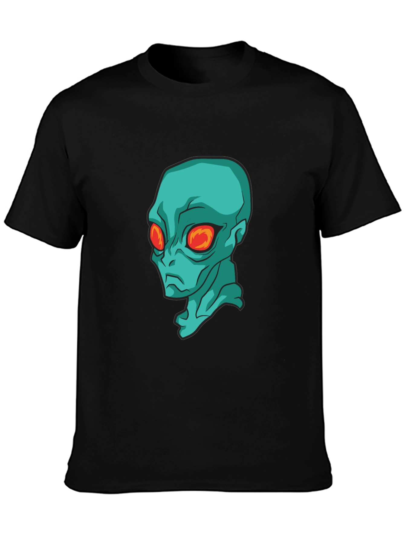 Alien Head Graphic Black T-Shirt - Sci-Fi Style