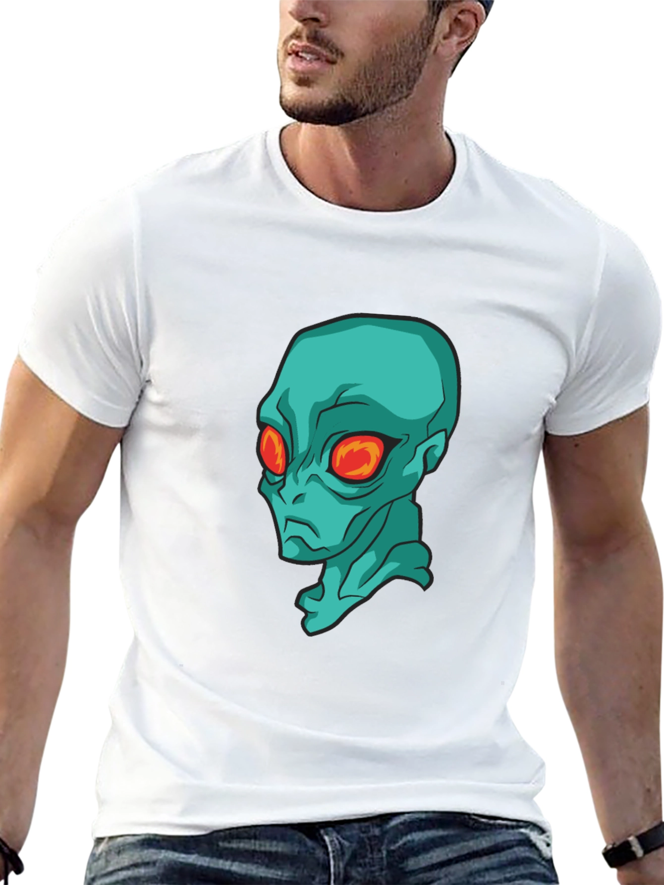 Alien Head Graphic Black T-Shirt - Sci-Fi Style