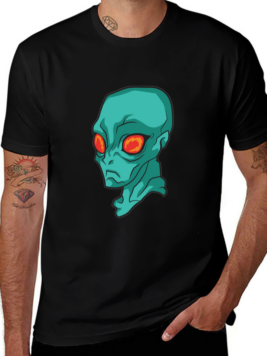 Alien Head Graphic Black T-Shirt - Sci-Fi Style
