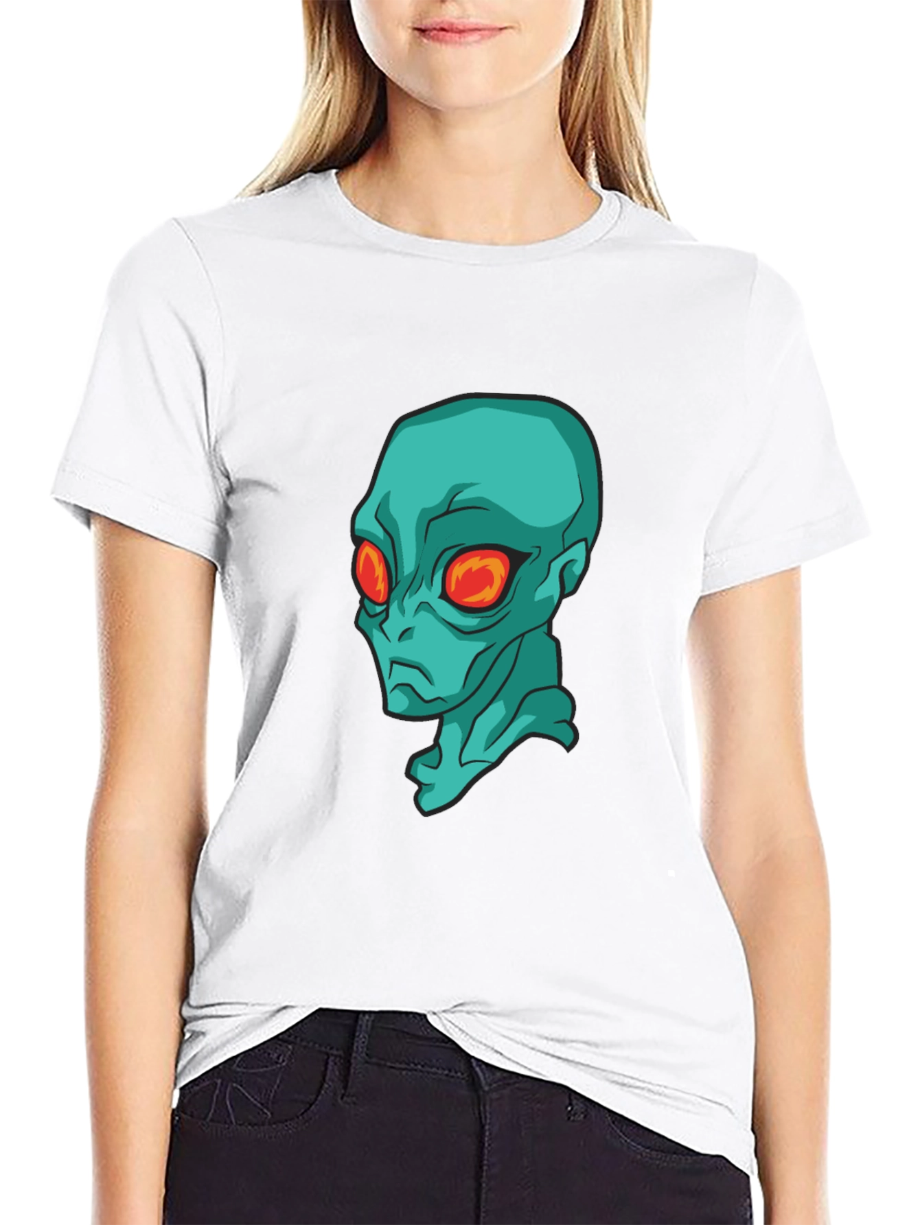 Alien Head Graphic Black T-Shirt - Sci-Fi Style