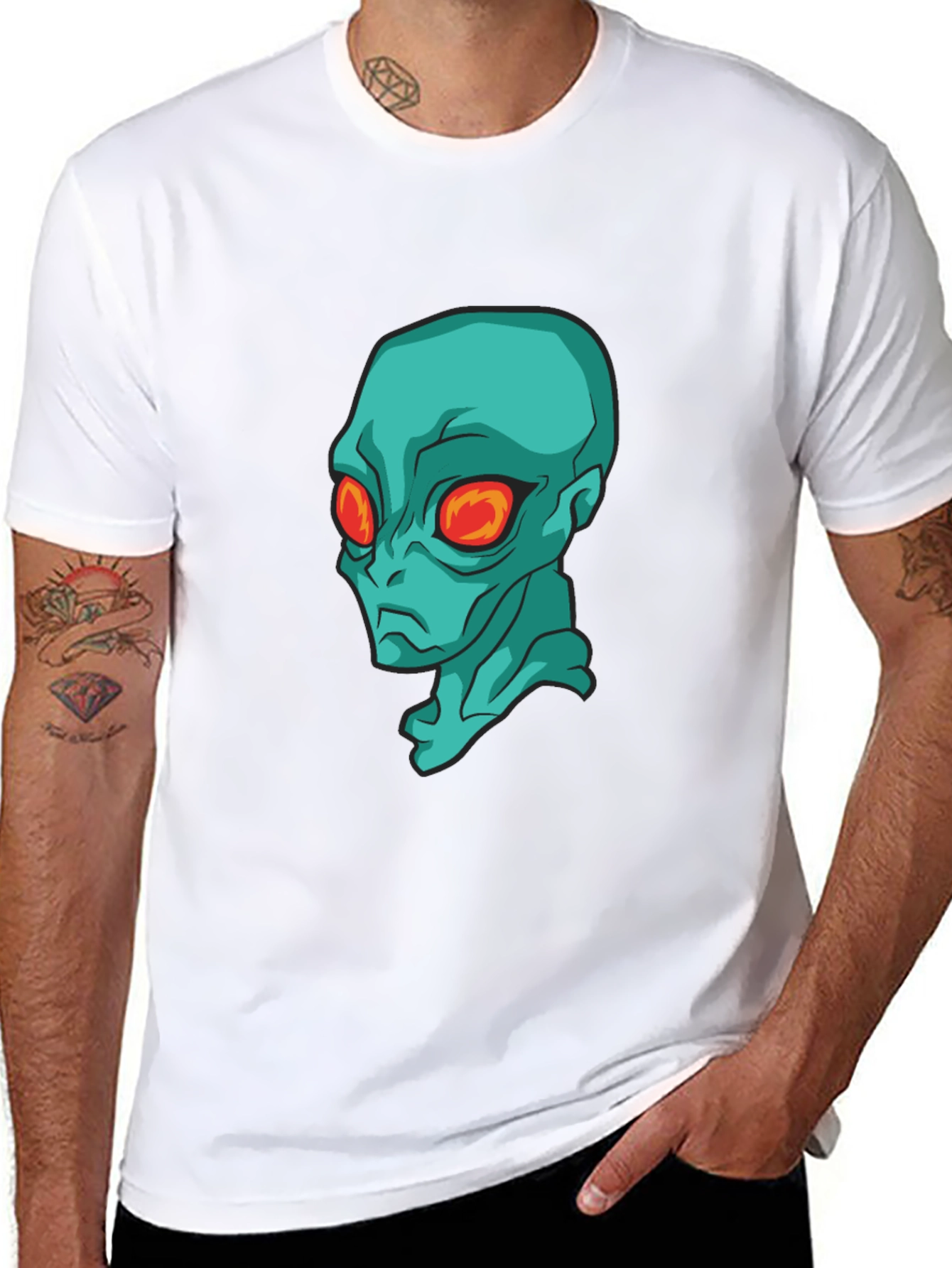 Alien Head Graphic Black T-Shirt - Sci-Fi Style