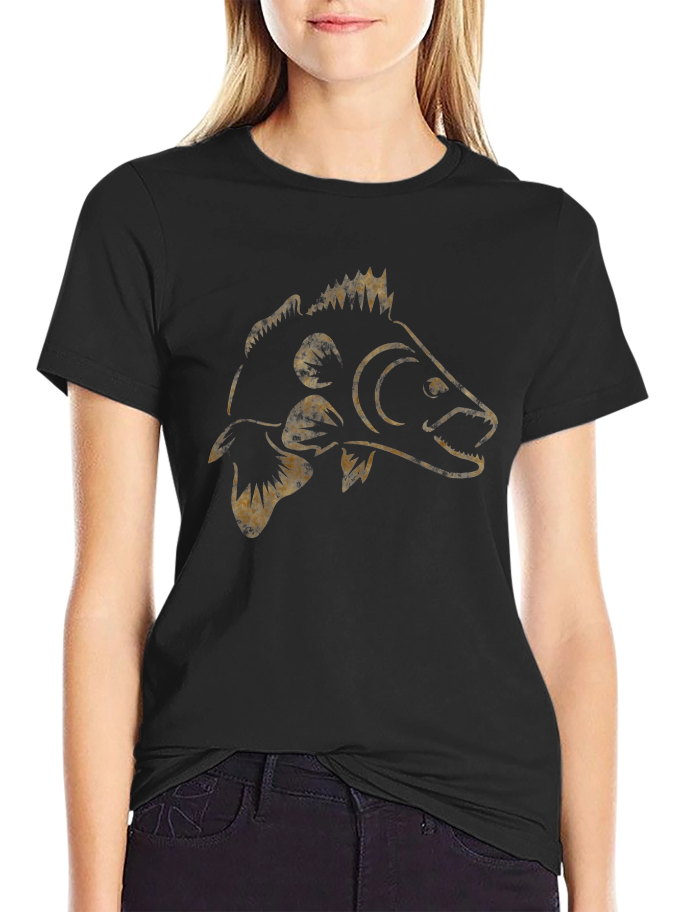 Carp Fish T-Shirt - Black Cotton Angler Tee