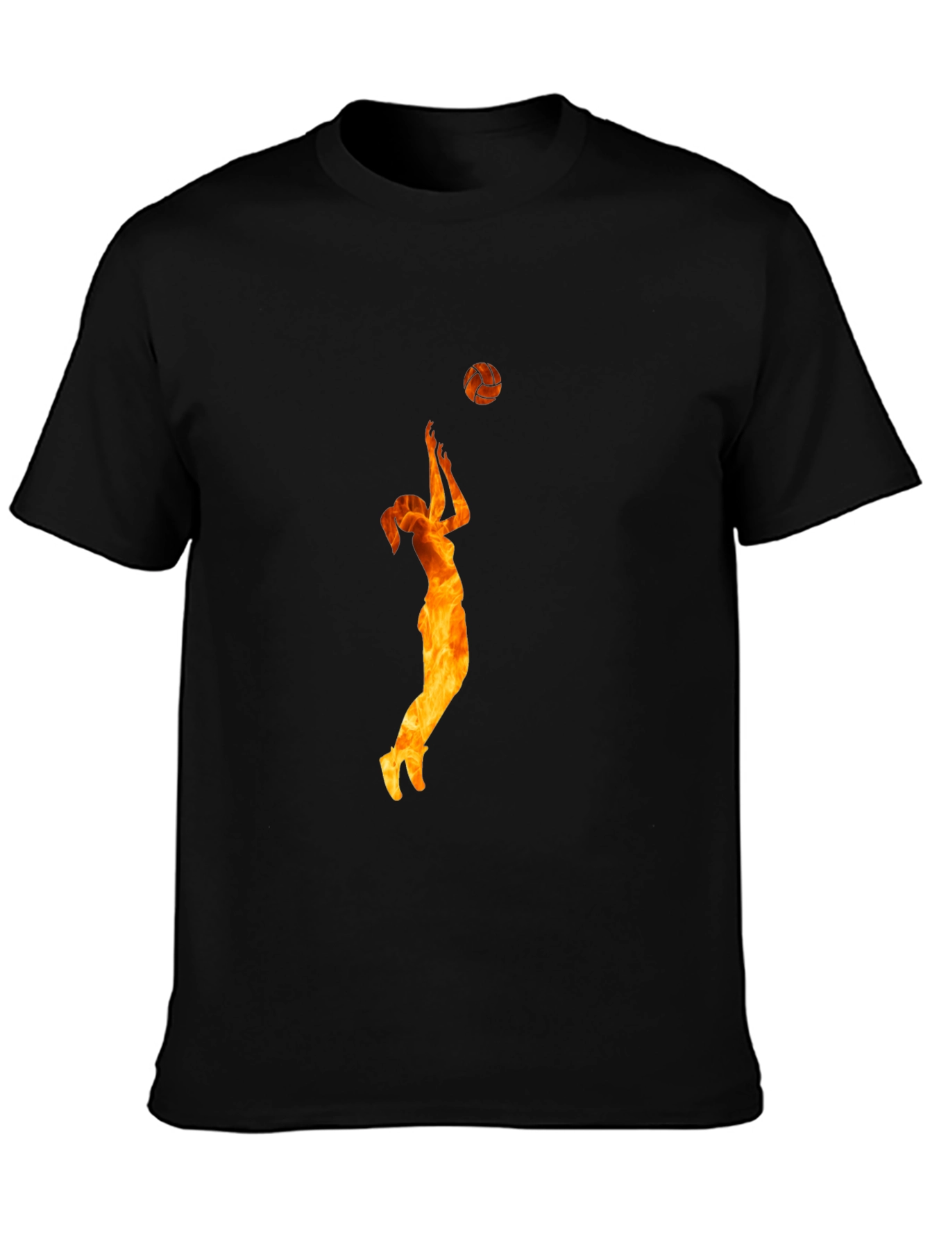 Volleyball Flame Graphic Black T-Shirt