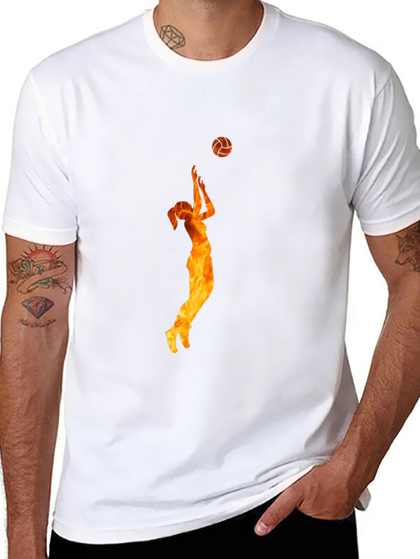 Volleyball Flame Graphic Black T-Shirt