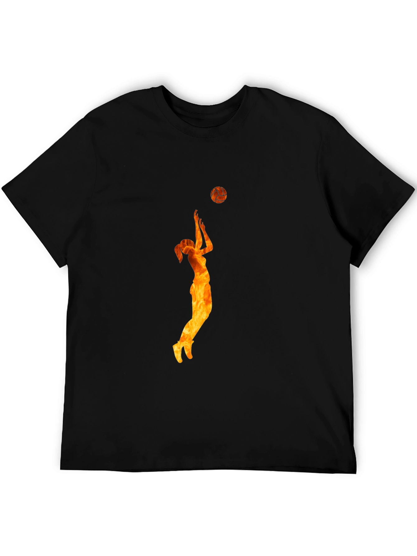 Volleyball Flame Graphic Black T-Shirt