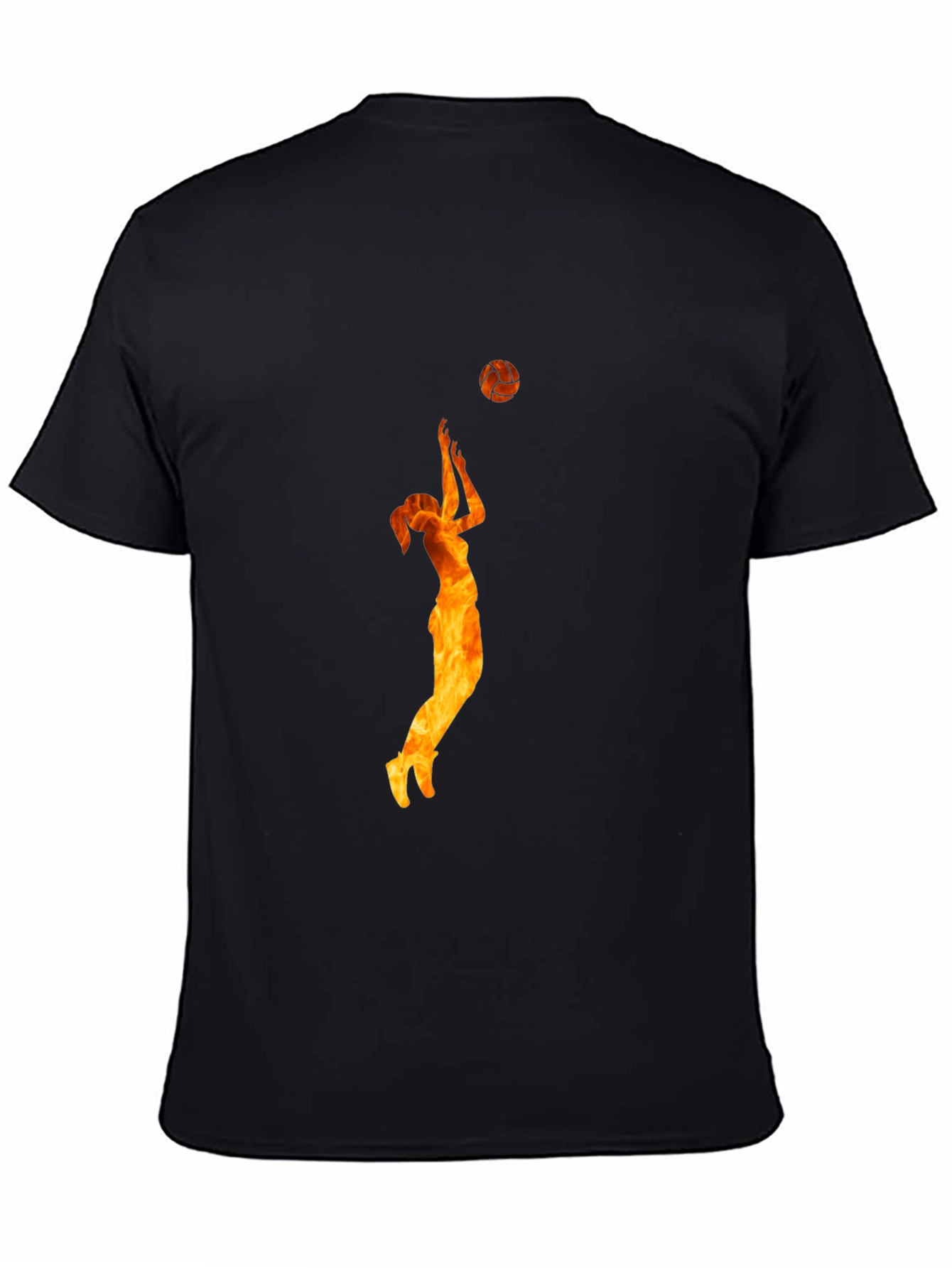 Volleyball Flame Graphic Black T-Shirt