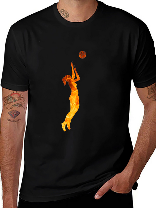 Volleyball Flame Graphic Black T-Shirt