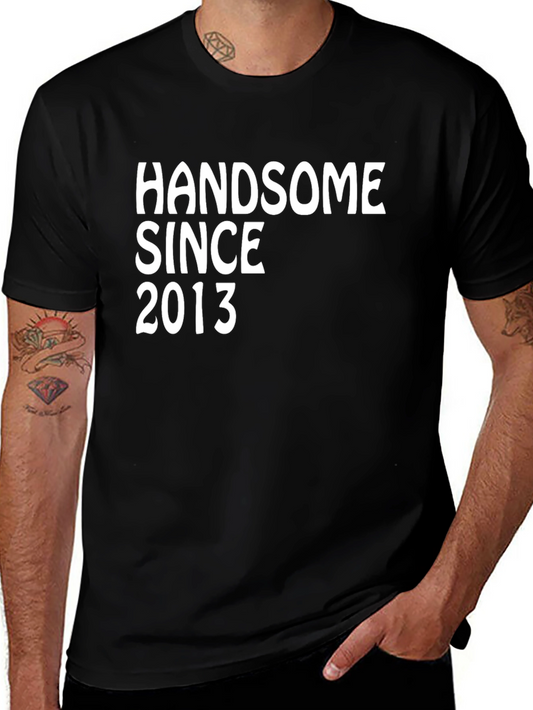 Handsome Since 2013 Graphic Tee - Black Cotton Blend