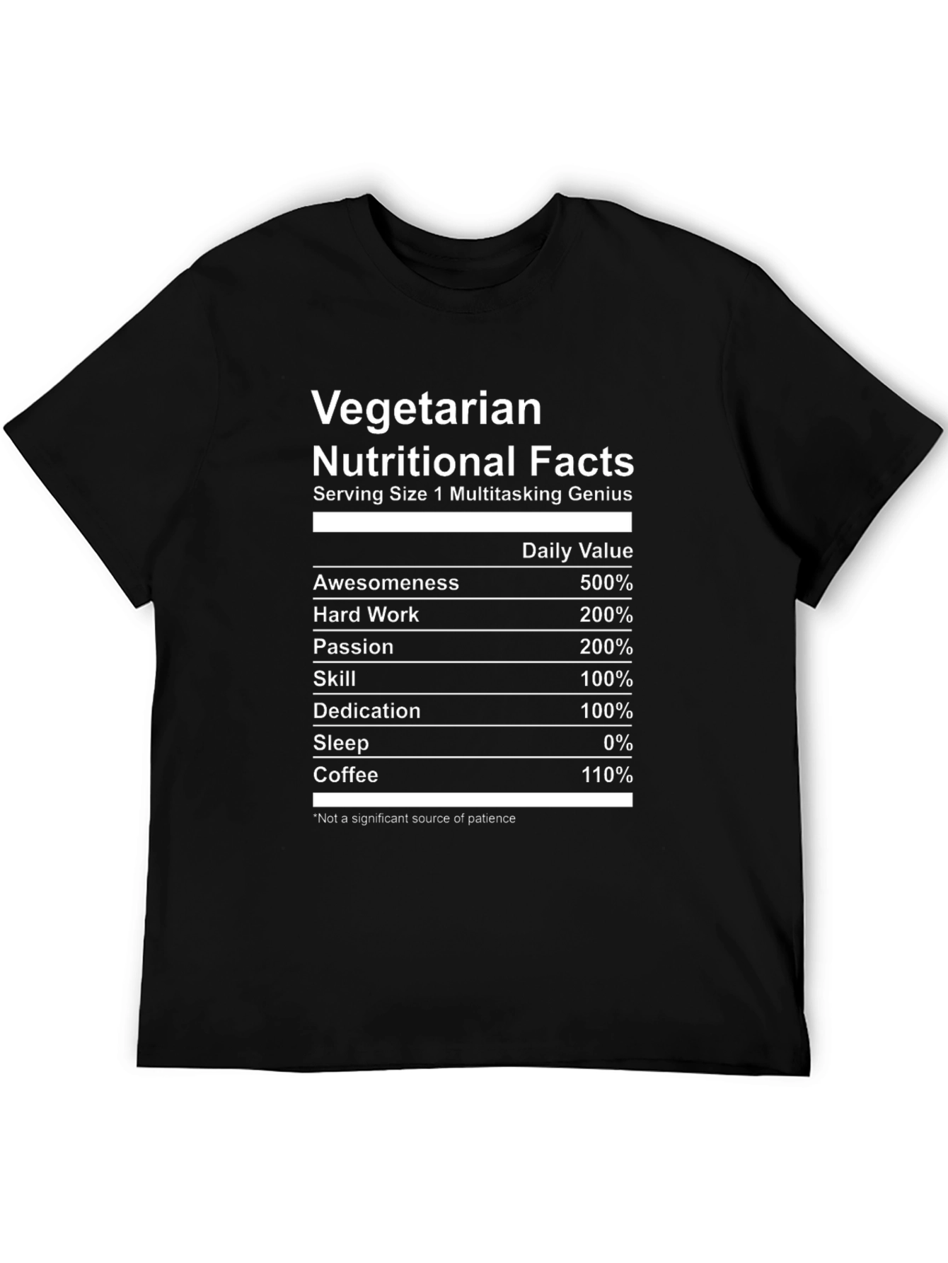 Vegetarian Nutritional Facts Graphic Tee