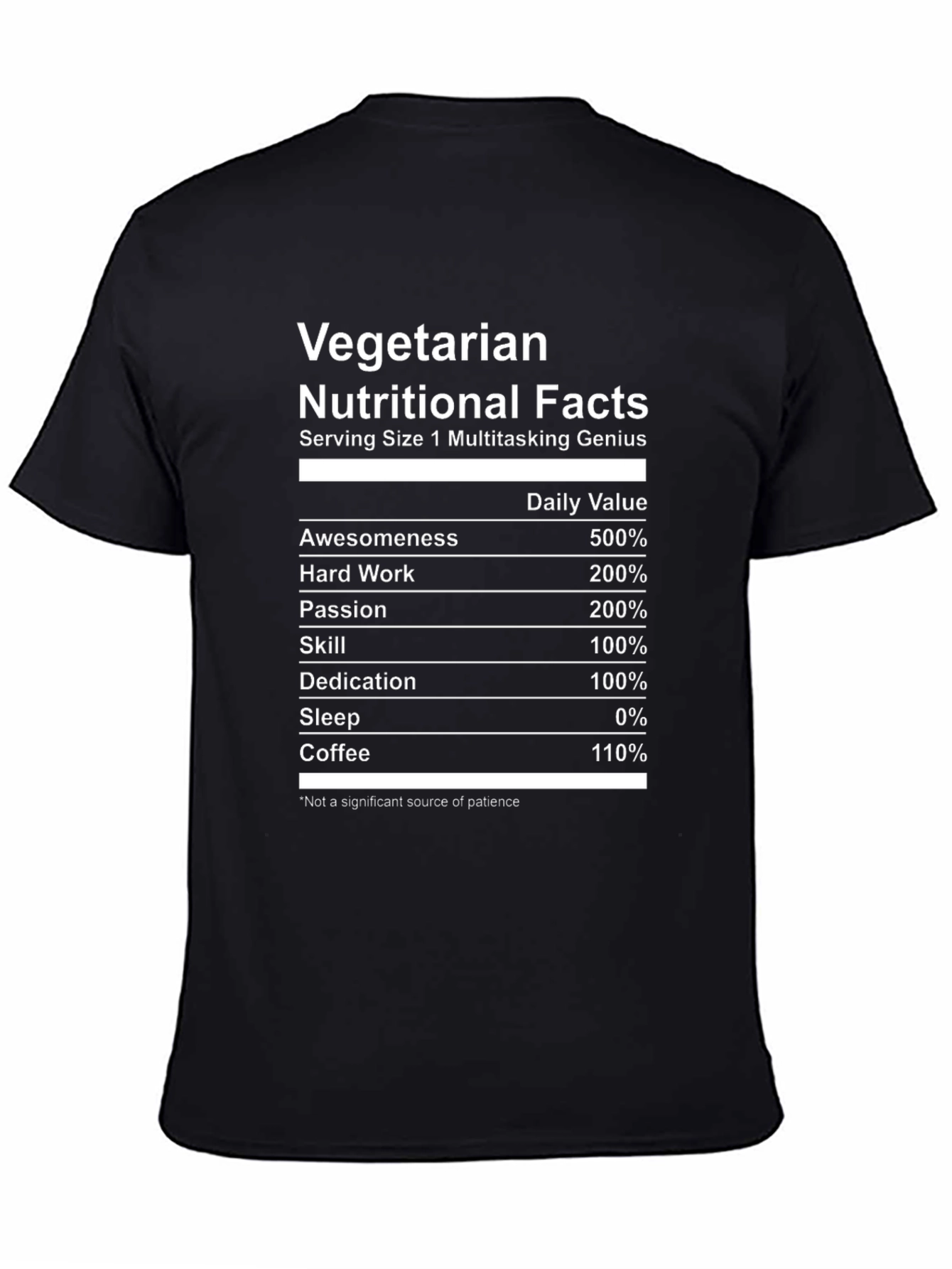 Vegetarian Nutritional Facts Graphic Tee
