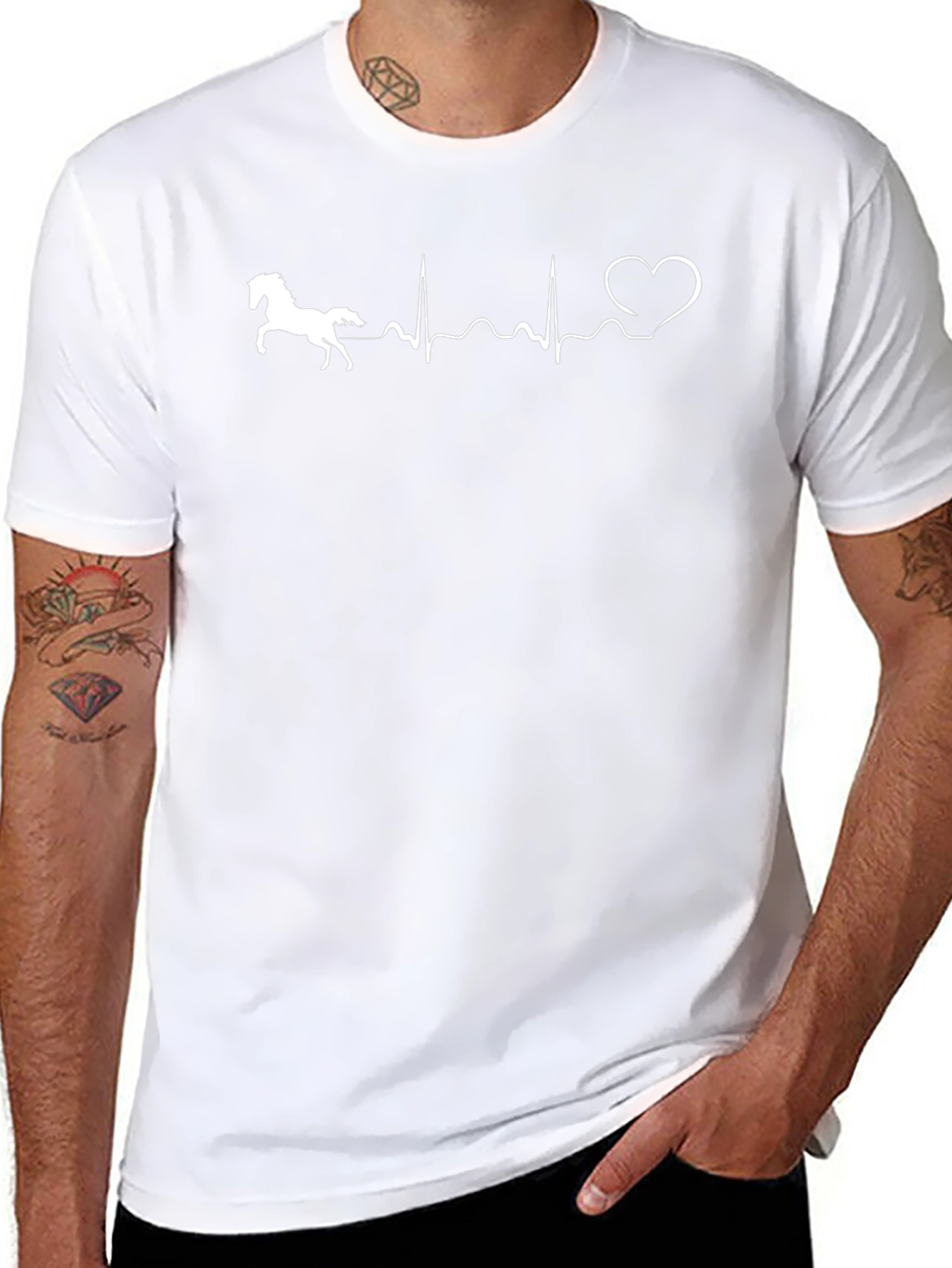Horse Heartbeat Graphic T-Shirt - Black