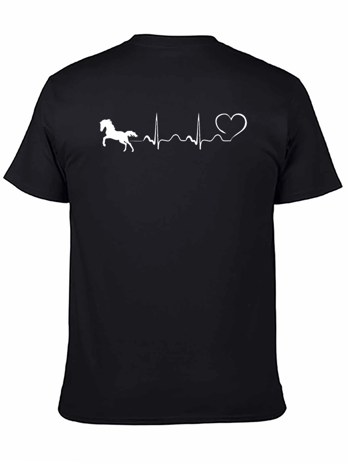 Horse Heartbeat Graphic T-Shirt - Black