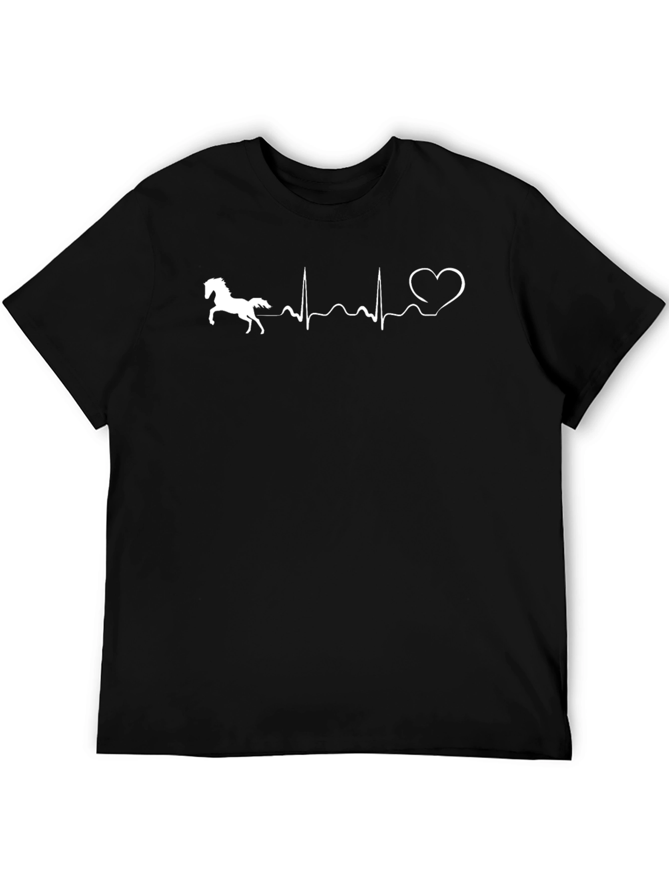 Horse Heartbeat Graphic T-Shirt - Black