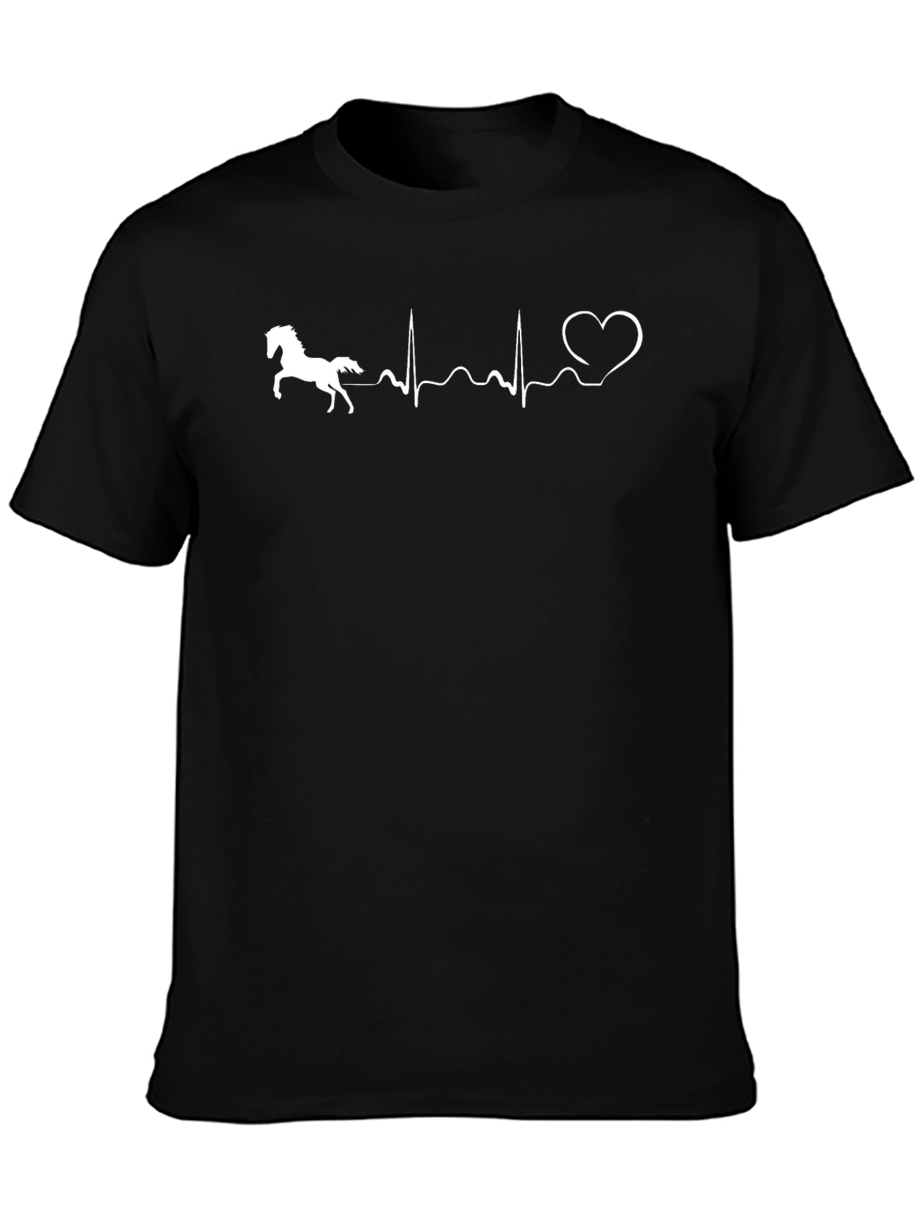 Horse Heartbeat Graphic T-Shirt - Black