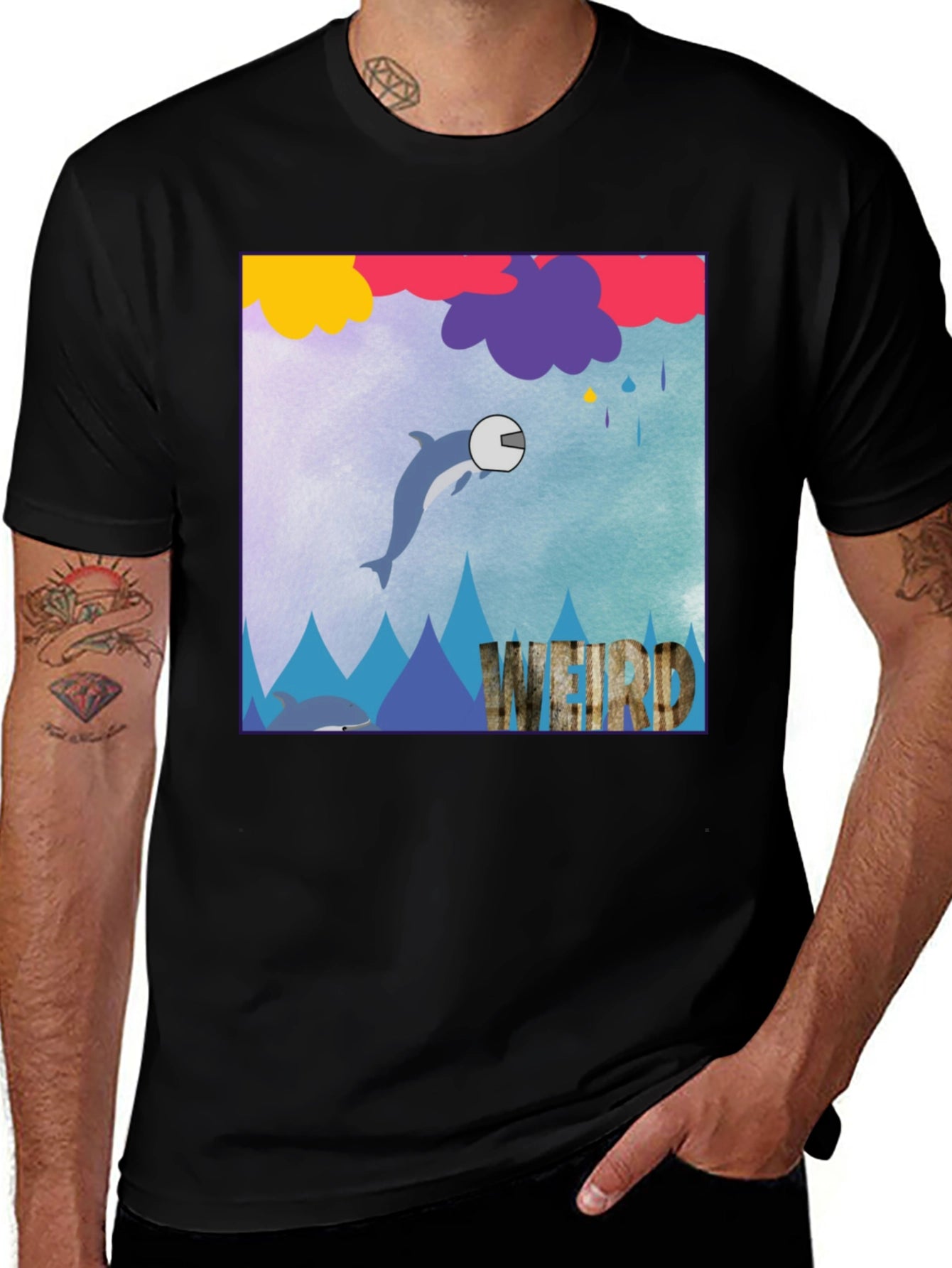 Weird Dolphin Helmet T-Shirt