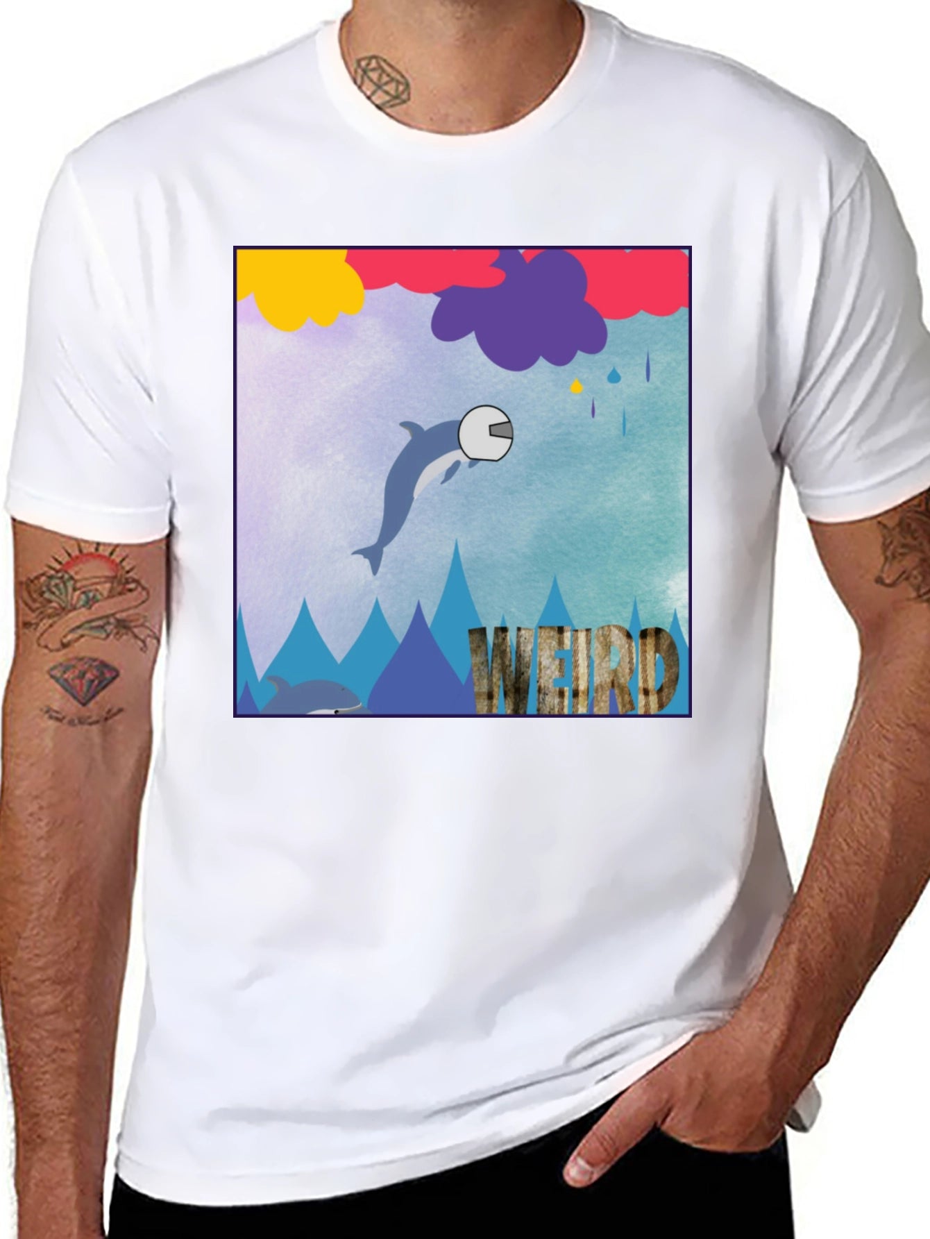 Weird Dolphin Helmet T-Shirt