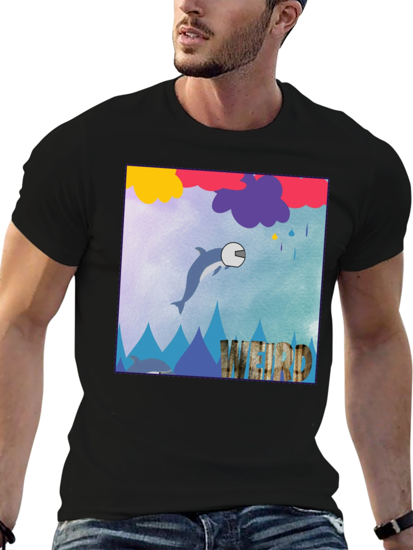 Weird Dolphin Helmet T-Shirt