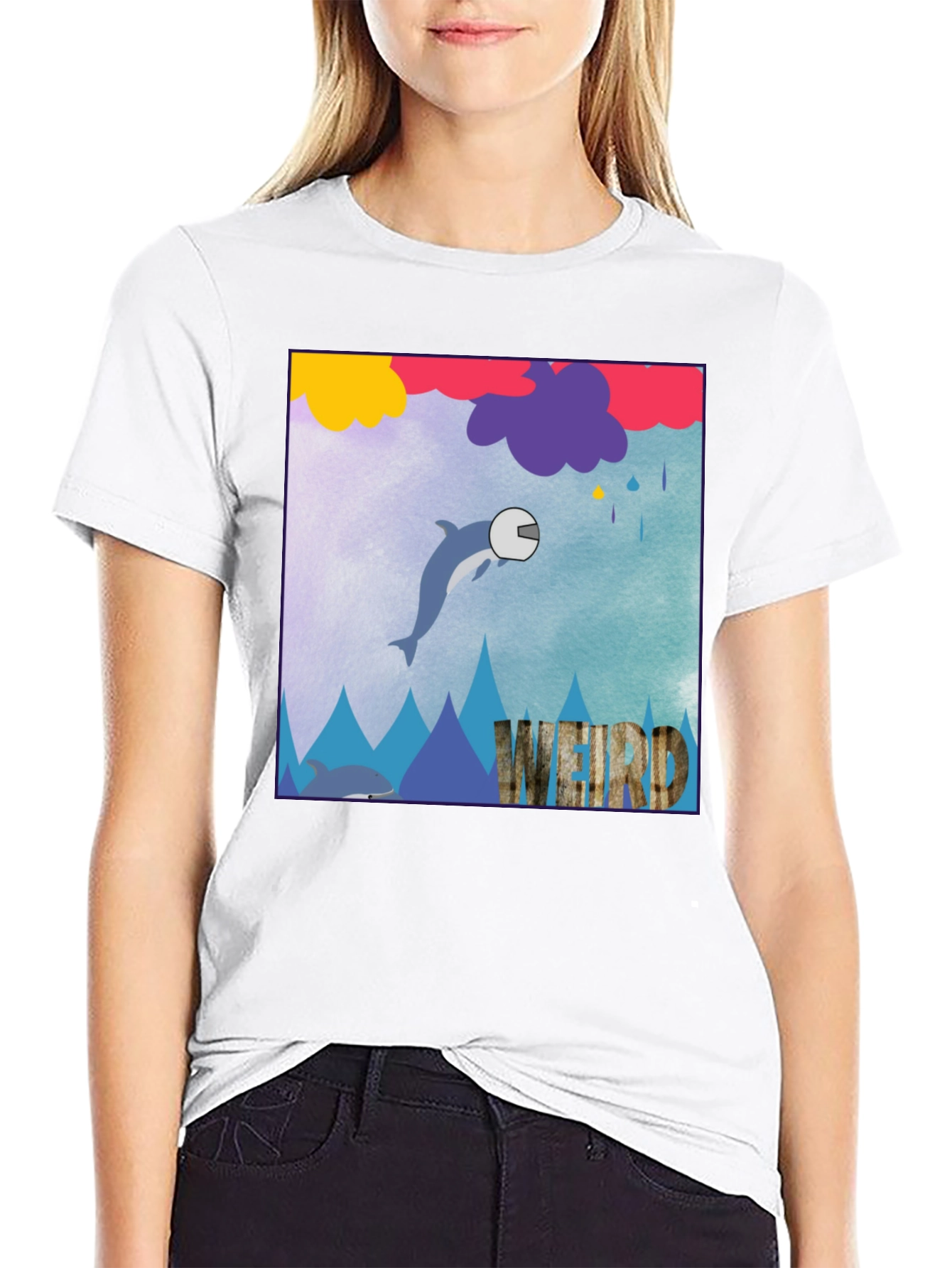 Weird Dolphin Helmet T-Shirt