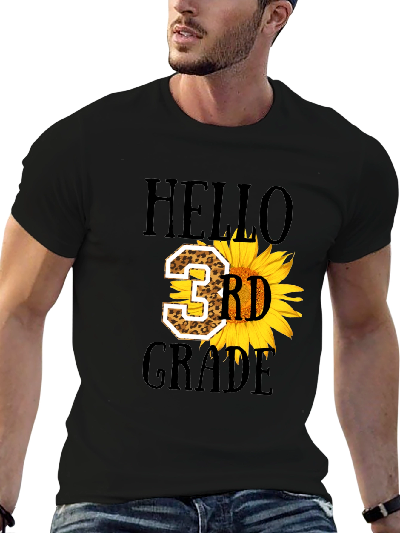 Hello 3rd Grade Leopard Sunflower T-Shirt