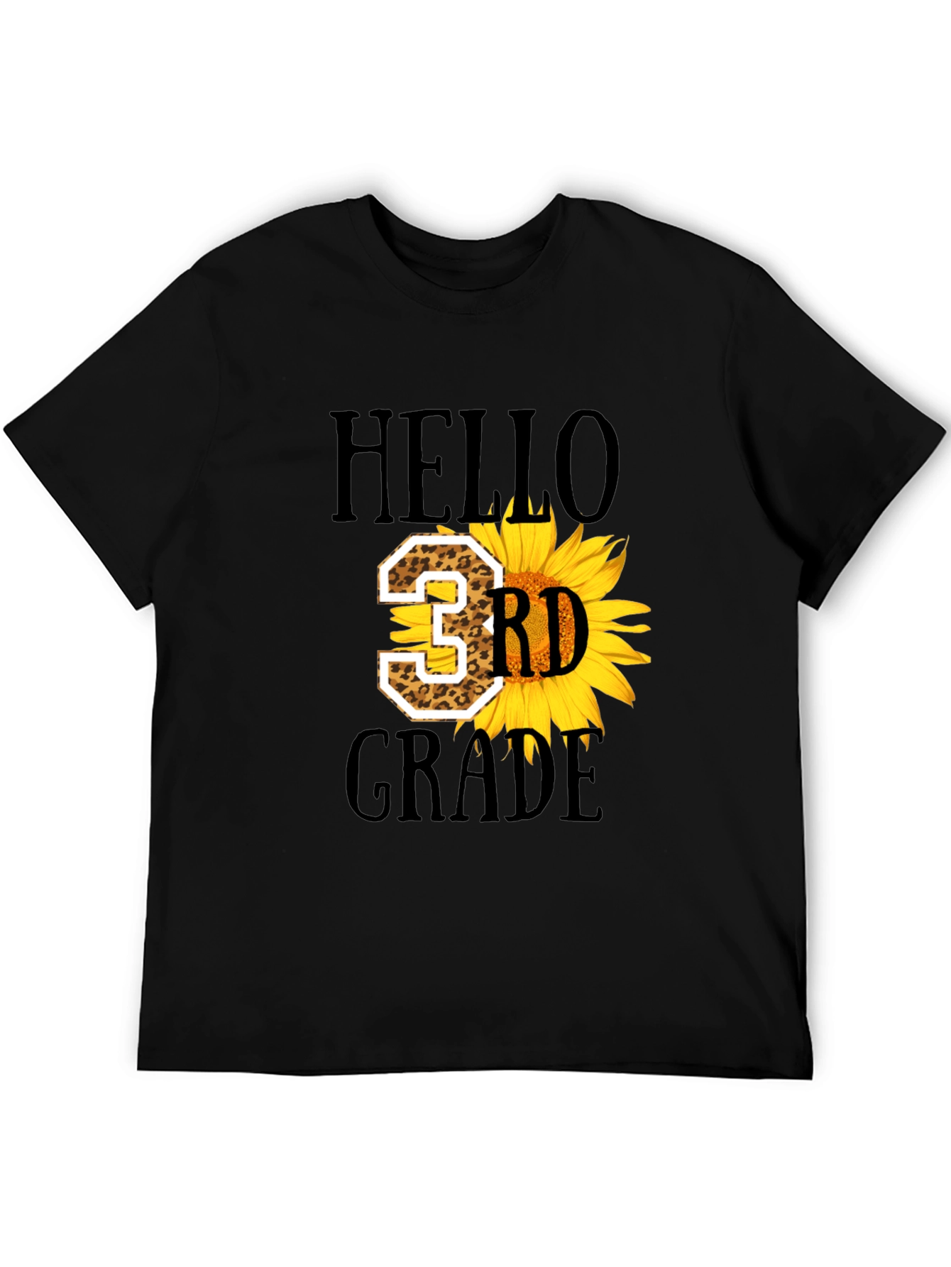 Hello 3rd Grade Leopard Sunflower T-Shirt