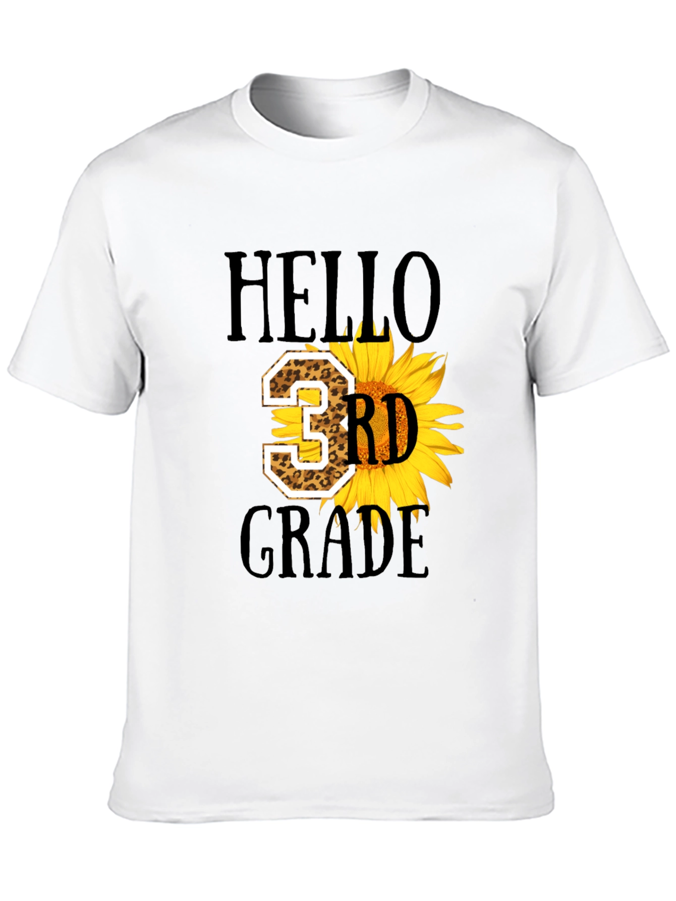Hello 3rd Grade Leopard Sunflower T-Shirt