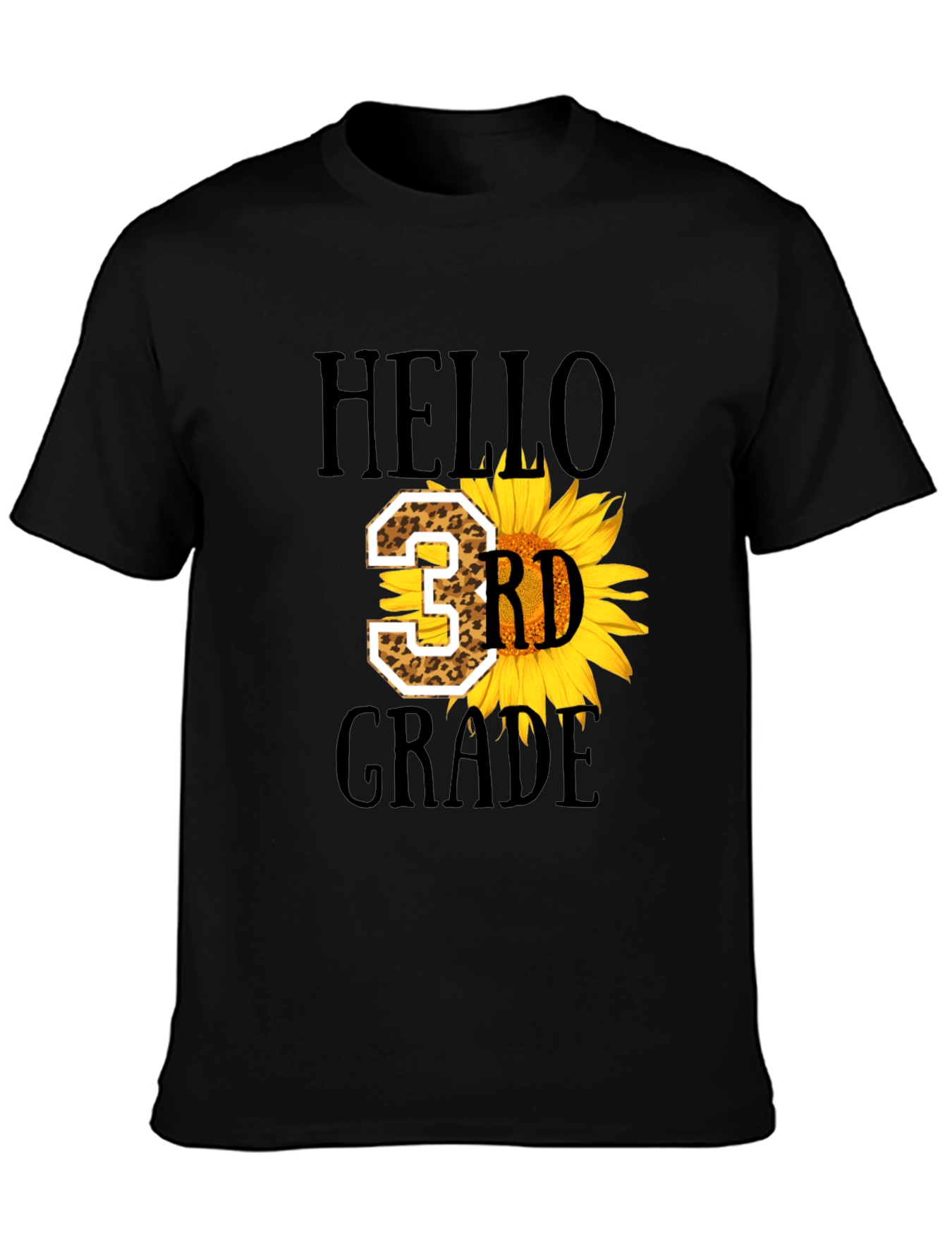 Hello 3rd Grade Leopard Sunflower T-Shirt