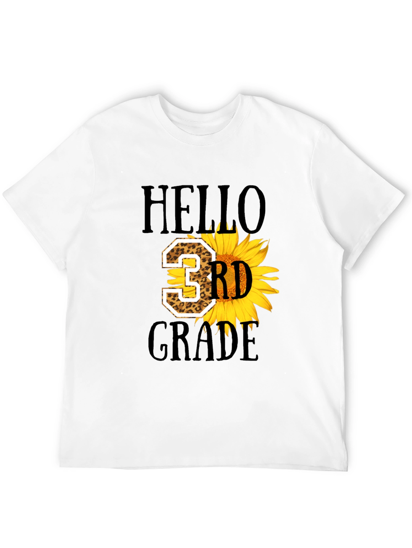 Hello 3rd Grade Leopard Sunflower T-Shirt