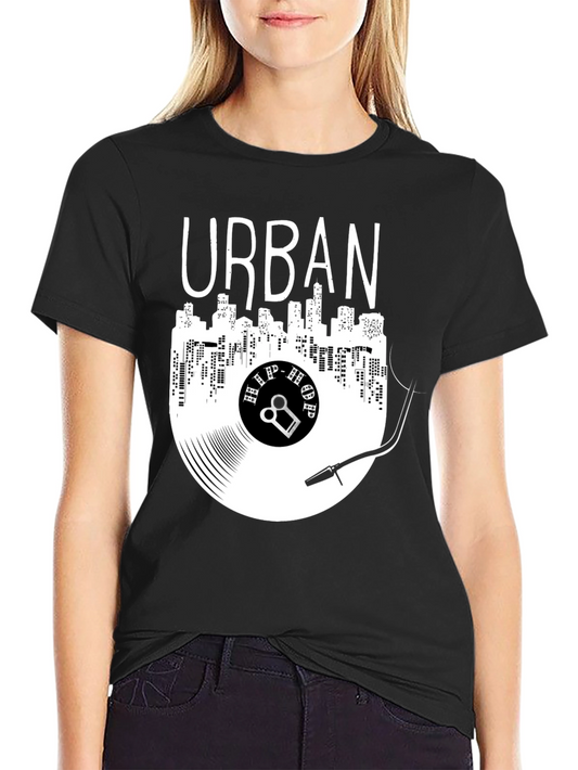 Urban Vinyl Record Graphic Tee - Black