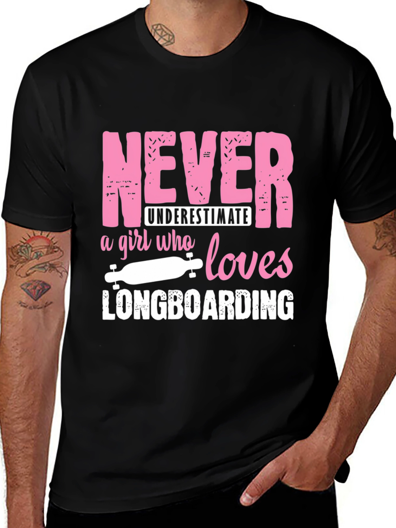 Never Underestimate a Girl Who Loves Longboarding T-Shirt