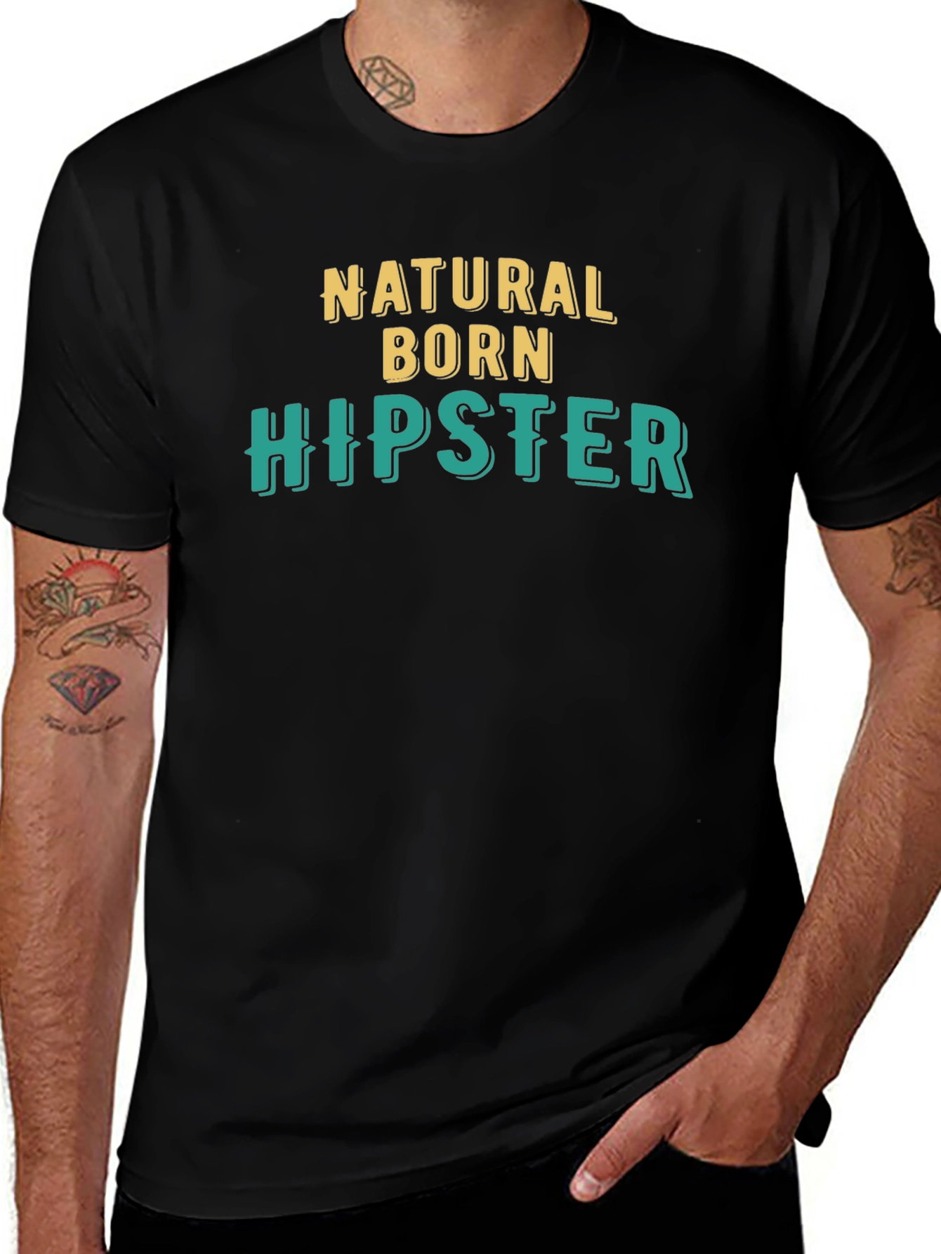 Natural Born Hipster Black Graphic Tee