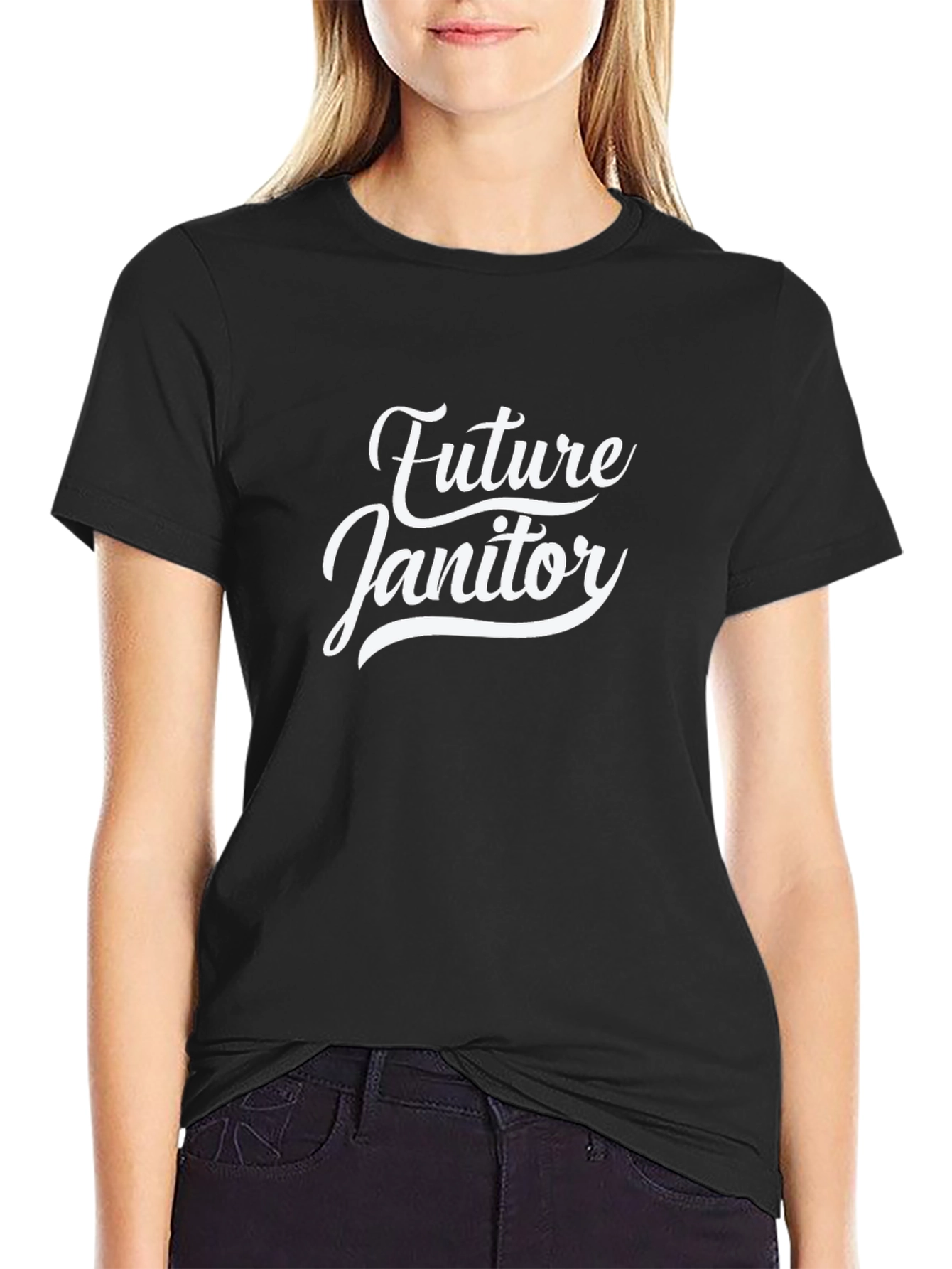 Future Janitor T-Shirt - Black Crew Neck Tee