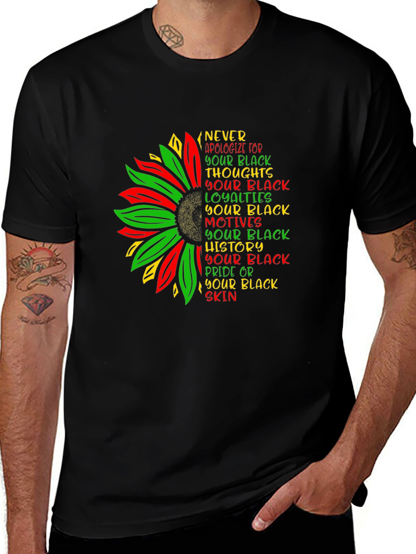 Black Pride Sunflower Graphic Tee