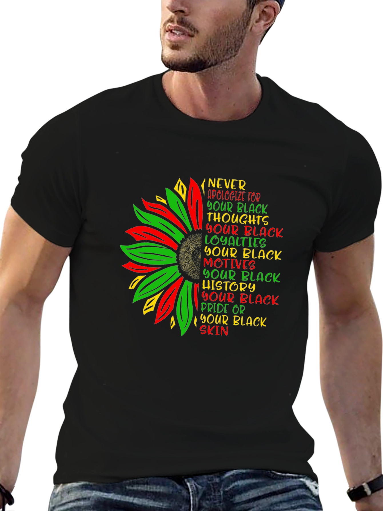Black Pride Sunflower Graphic Tee