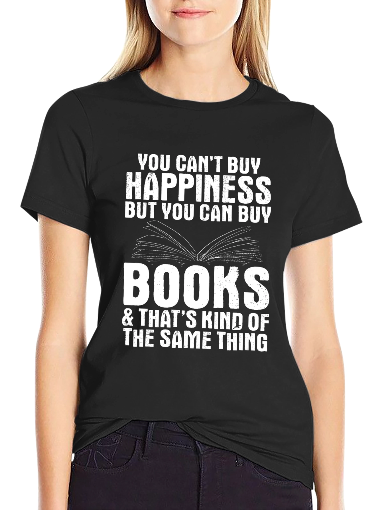 Funny Book Lover T-Shirt - Happiness & Books