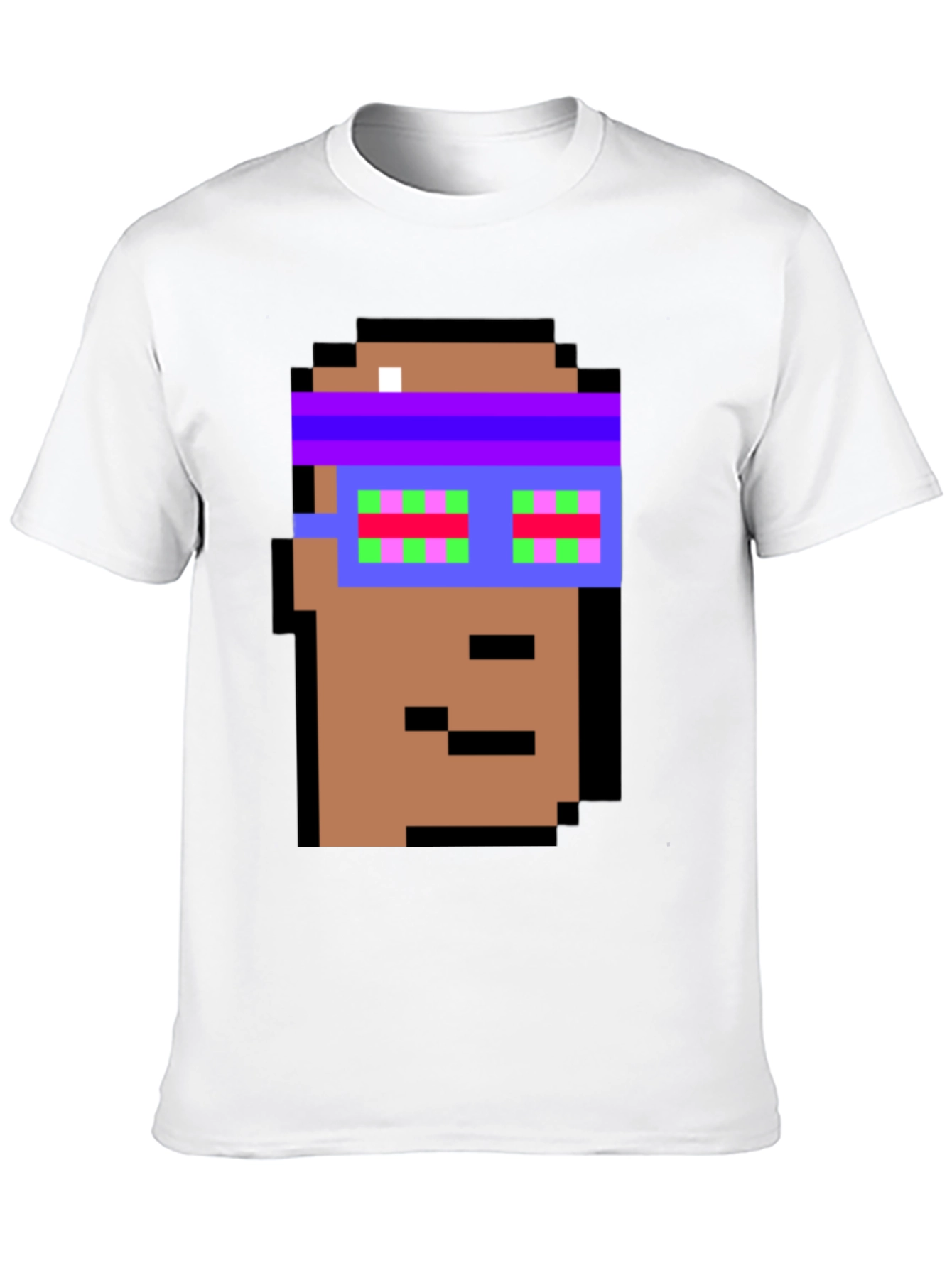 Crypto Pixel Art T-Shirt - Funky Block Head Design