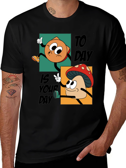Cartoon Mushroom & Chip T-Shirt - Today Is Your Day!