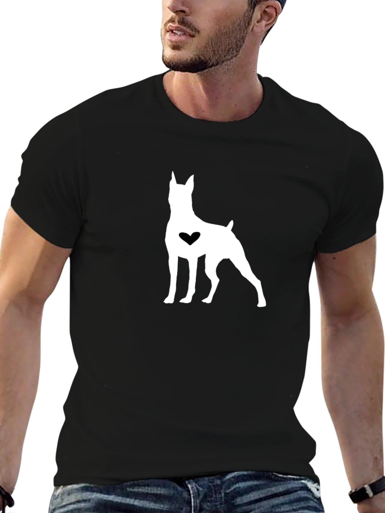 Dog Heart Graphic T-Shirt - Casual Black Tee