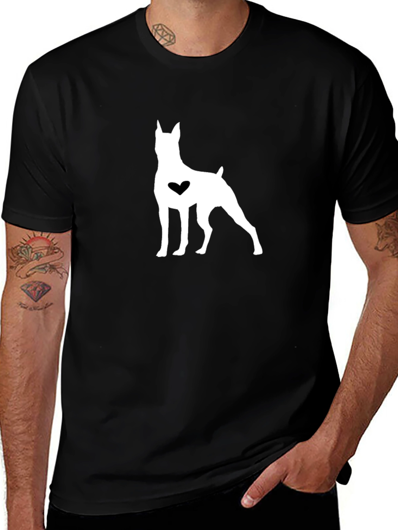 Dog Heart Graphic T-Shirt - Casual Black Tee