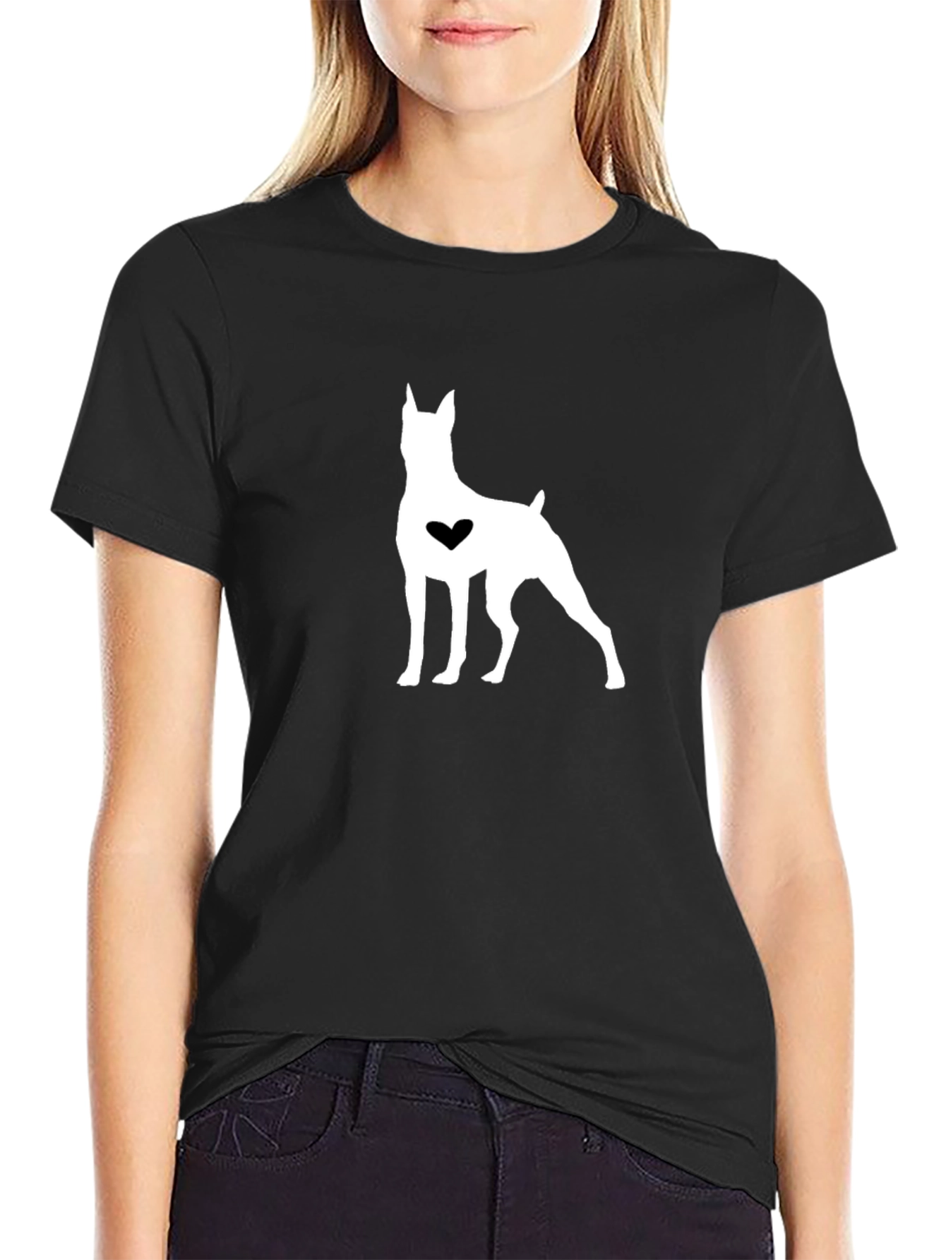 Dog Heart Graphic T-Shirt - Casual Black Tee