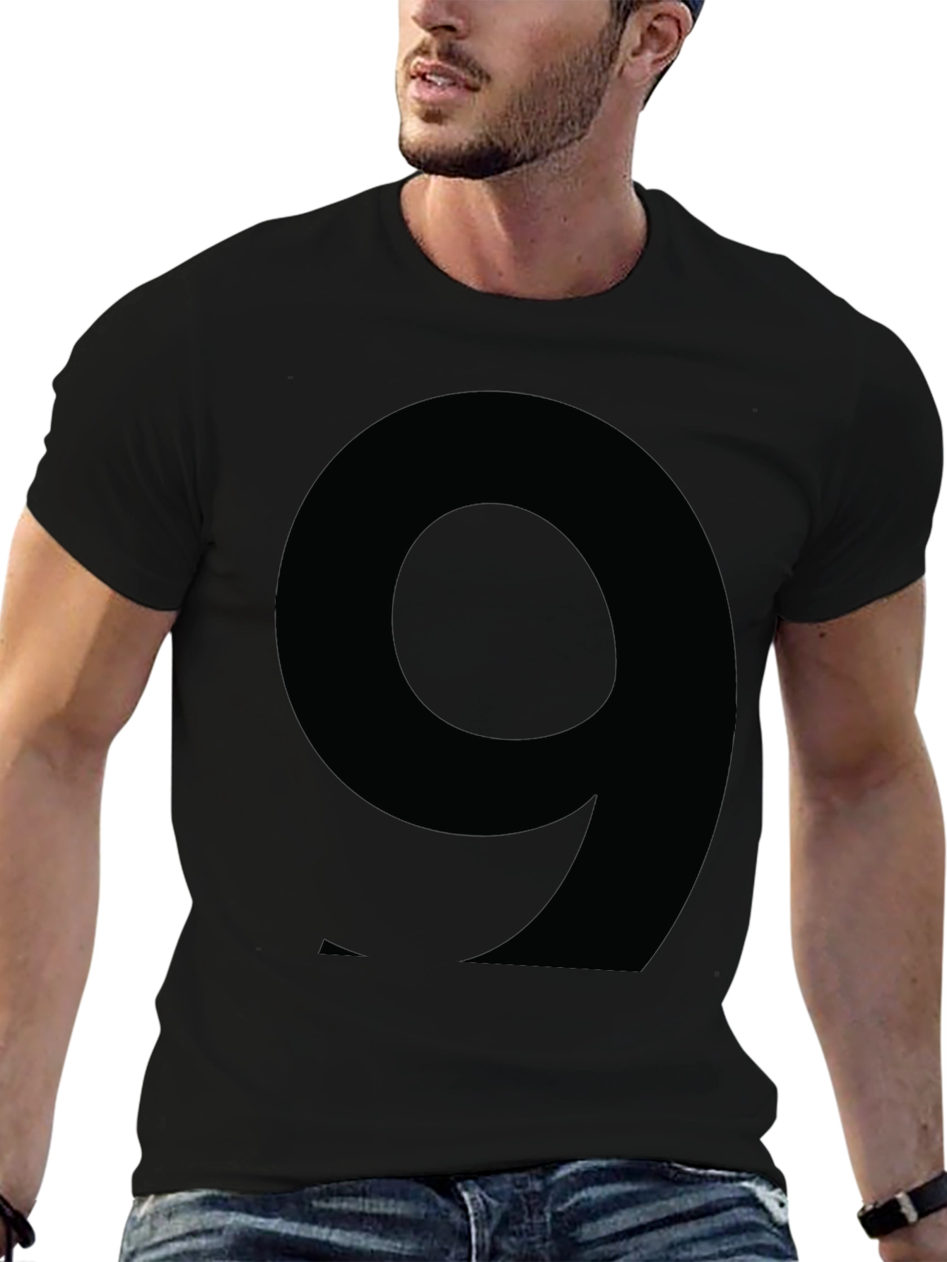 Number 9 Graphic Tee - Black Cotton T-Shirt