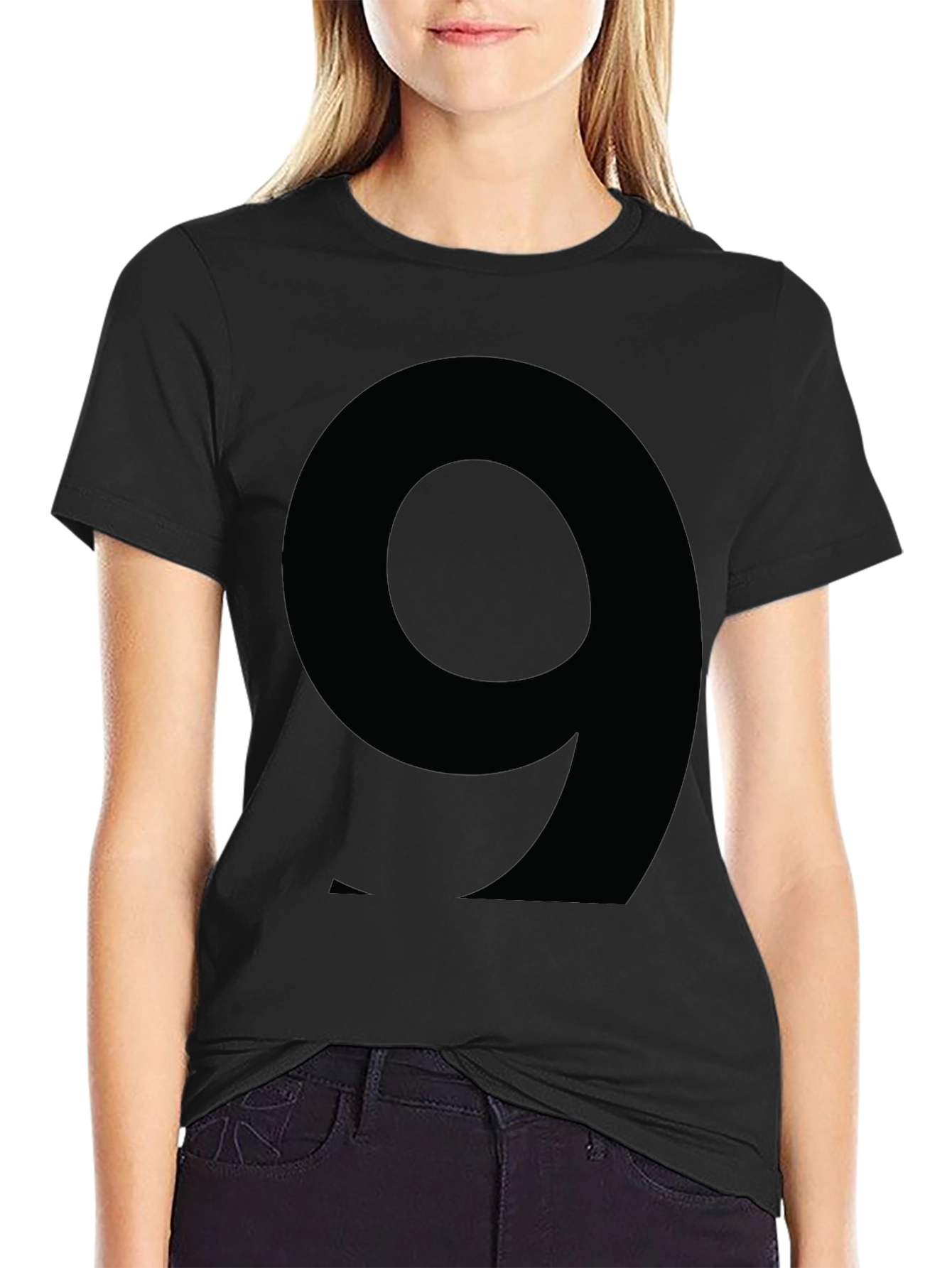 Number 9 Graphic Tee - Black Cotton T-Shirt