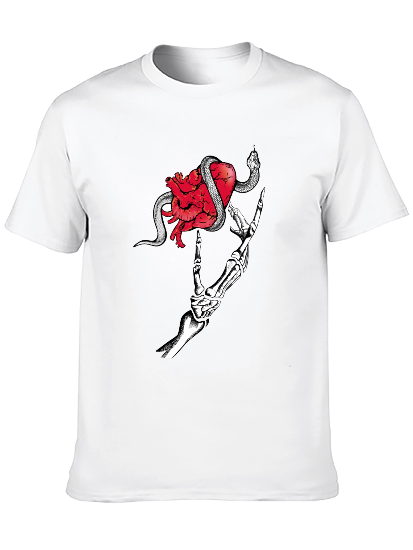 Heart & Snake Graphic Tee - Rocker Skeleton Hand