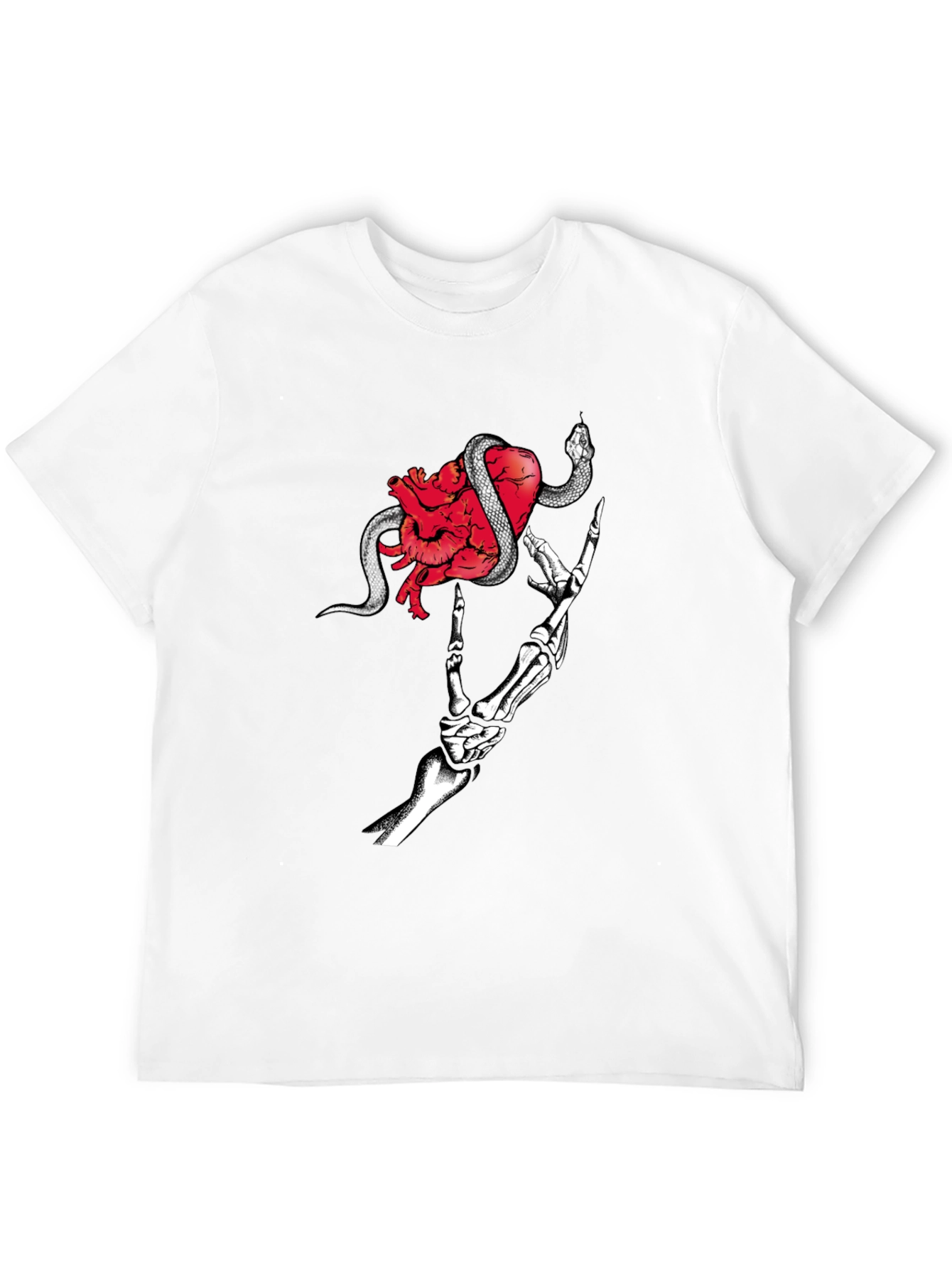 Heart & Snake Graphic Tee - Rocker Skeleton Hand