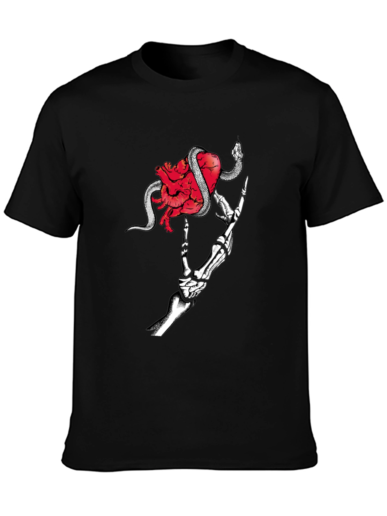 Heart & Snake Graphic Tee - Rocker Skeleton Hand